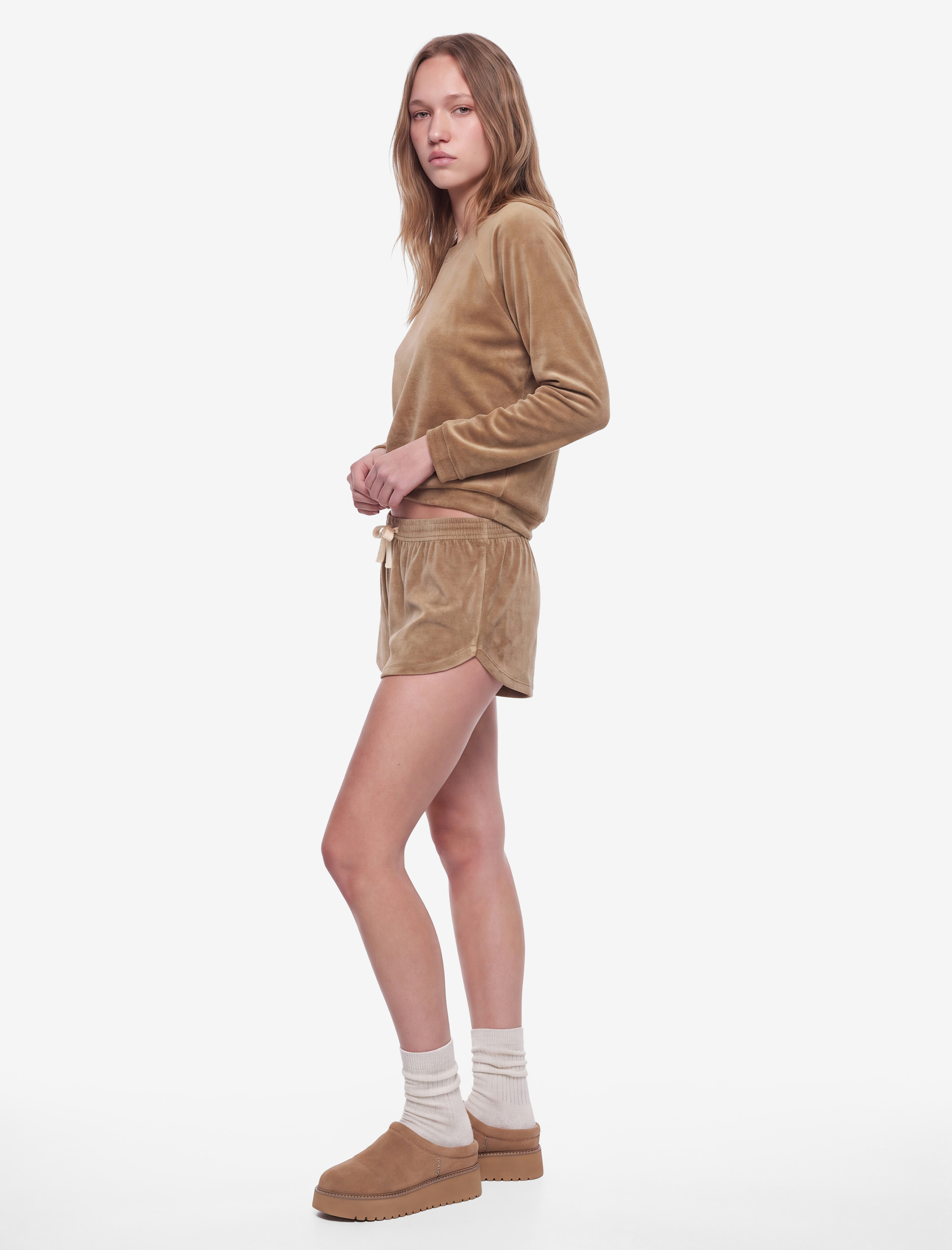   Rahat Kesim Beli Bağcıklı Cepli Mini Şort Pijama Altı