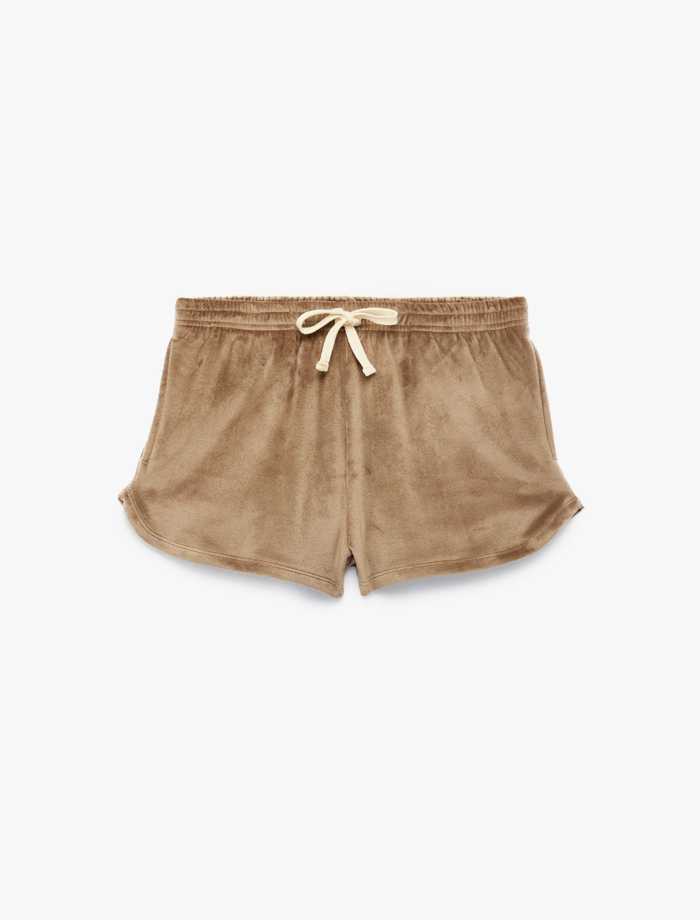  Rahat Kesim Beli Bağcıklı Cepli Mini Şort Pijama Altı