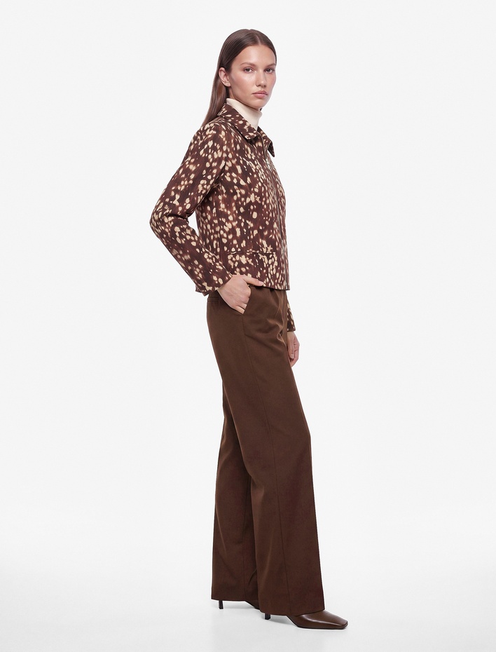  Yüksek Bel Cepli Regular Fit Geniş Paça Kumaş Pantolon