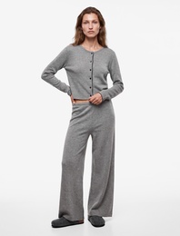 Düğmeli Bisiklet Yaka Uzun Kollu Rahat Kesim Triko Pijama Üstü