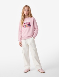 KPop Demon Hunters Baskılı Şardonlu Bisiklet Yaka Uzun Kollu Lisanslı Sweatshirt
