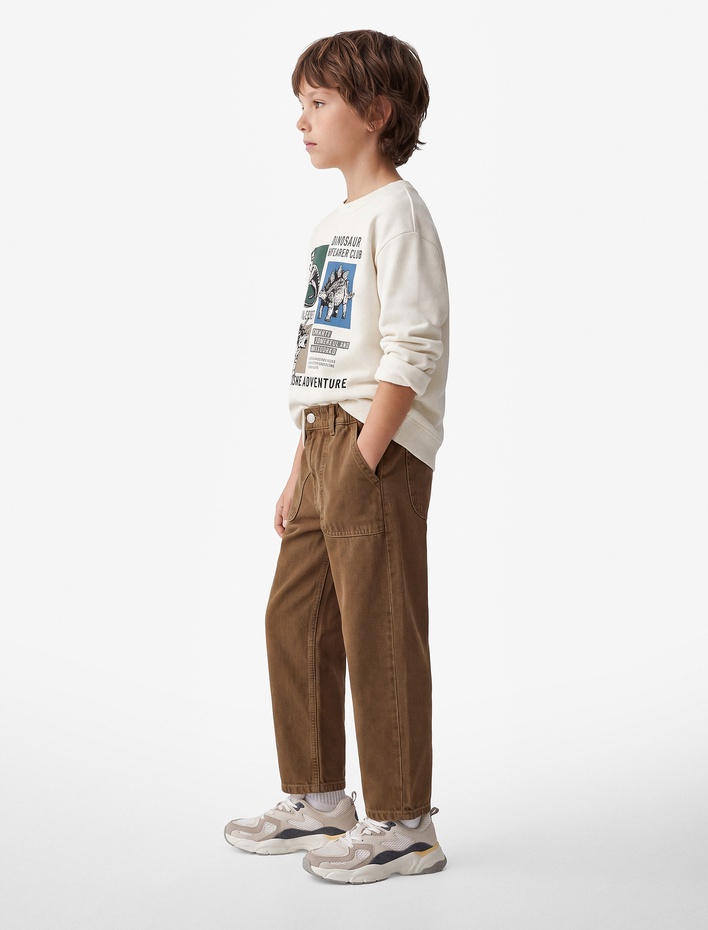 Erkek Çocuk Cepli Pamuklu Baggy Denim Pantolon