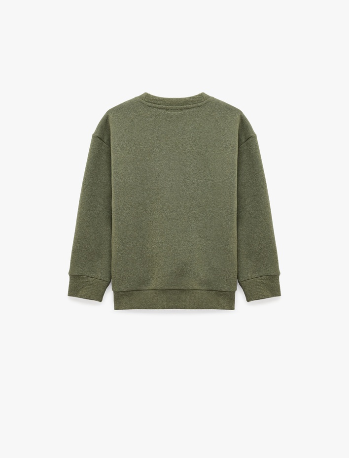 Erkek Çocuk Baskılı Üç İplik Şardonlu Bisiklet Yaka Uzun Kollu Sweatshirt