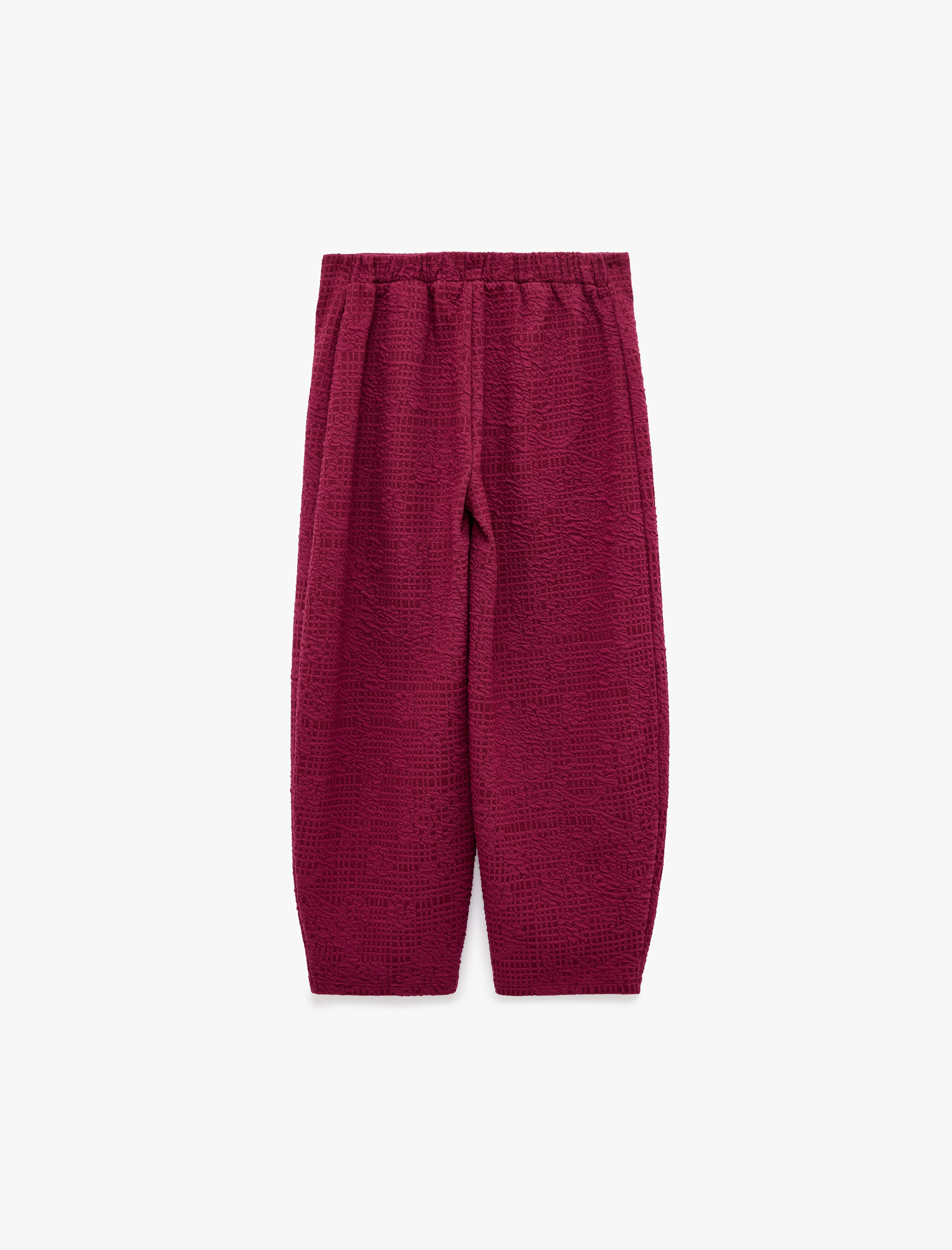  Kız Çocuk Beli Lastikli Dokulu Bilek Boy Barrel Pantolon