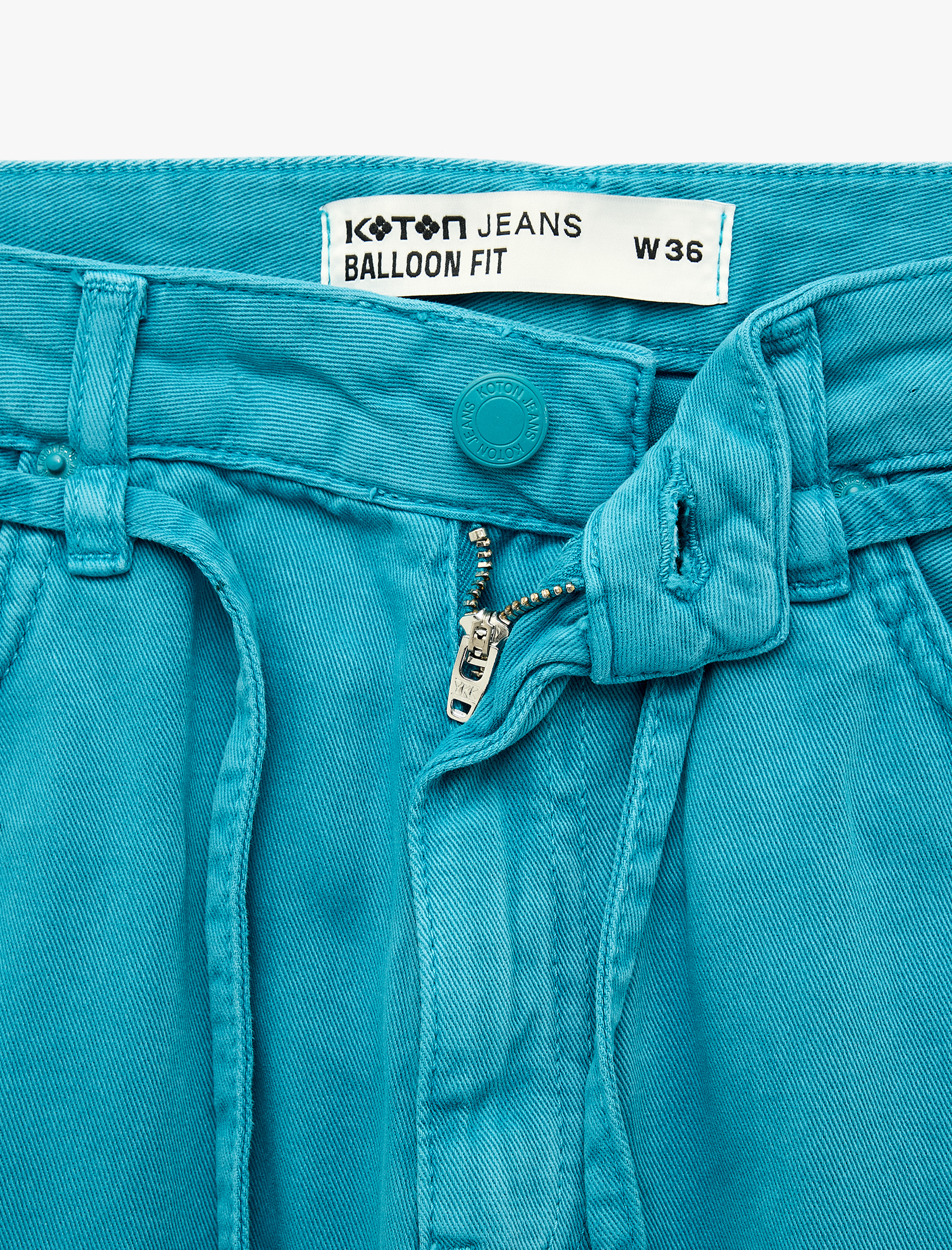   Kemerli Cepli Normal Bel Rahat Kalıp Balon Fit Barrel Pantolon - Barrel Jeans