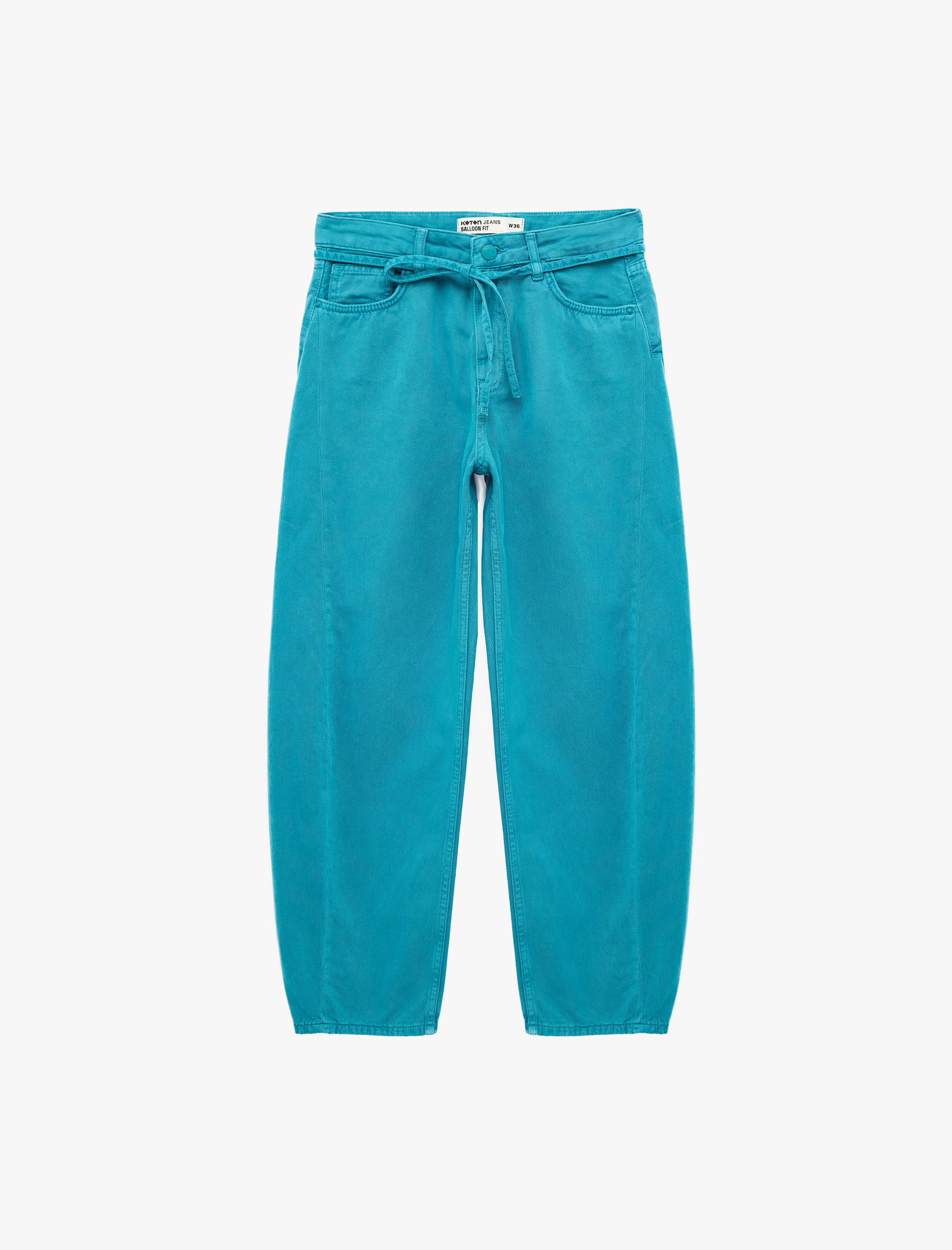   Kemerli Cepli Normal Bel Rahat Kalıp Balon Fit Barrel Pantolon - Barrel Jeans