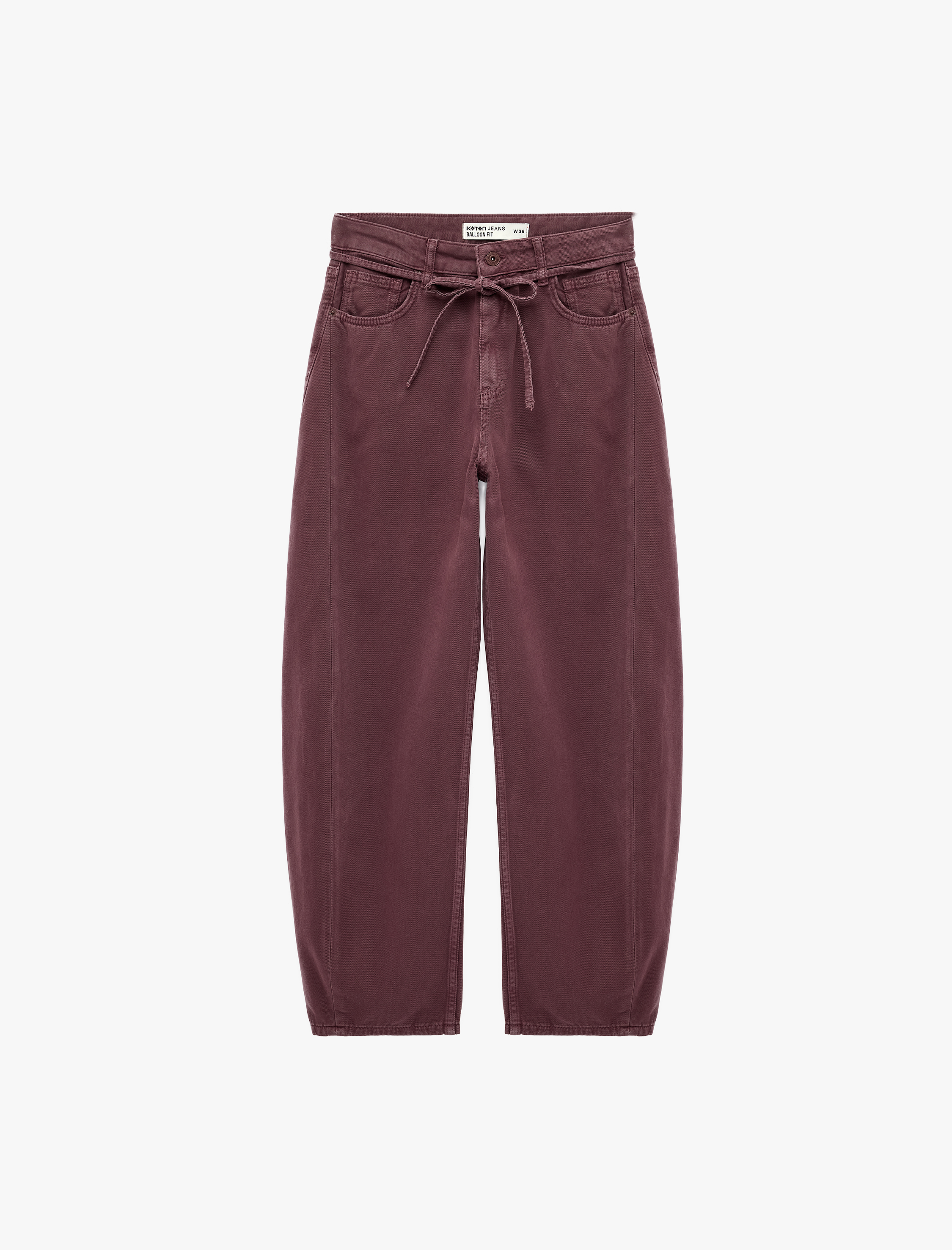   Kemerli Cepli Normal Bel Rahat Kalıp Balon Fit Barrel Pantolon - Barrel Jeans