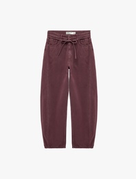 Kemerli Cepli Normal Bel Rahat Kalıp Balon Fit Barrel Pantolon - Barrel Jeans