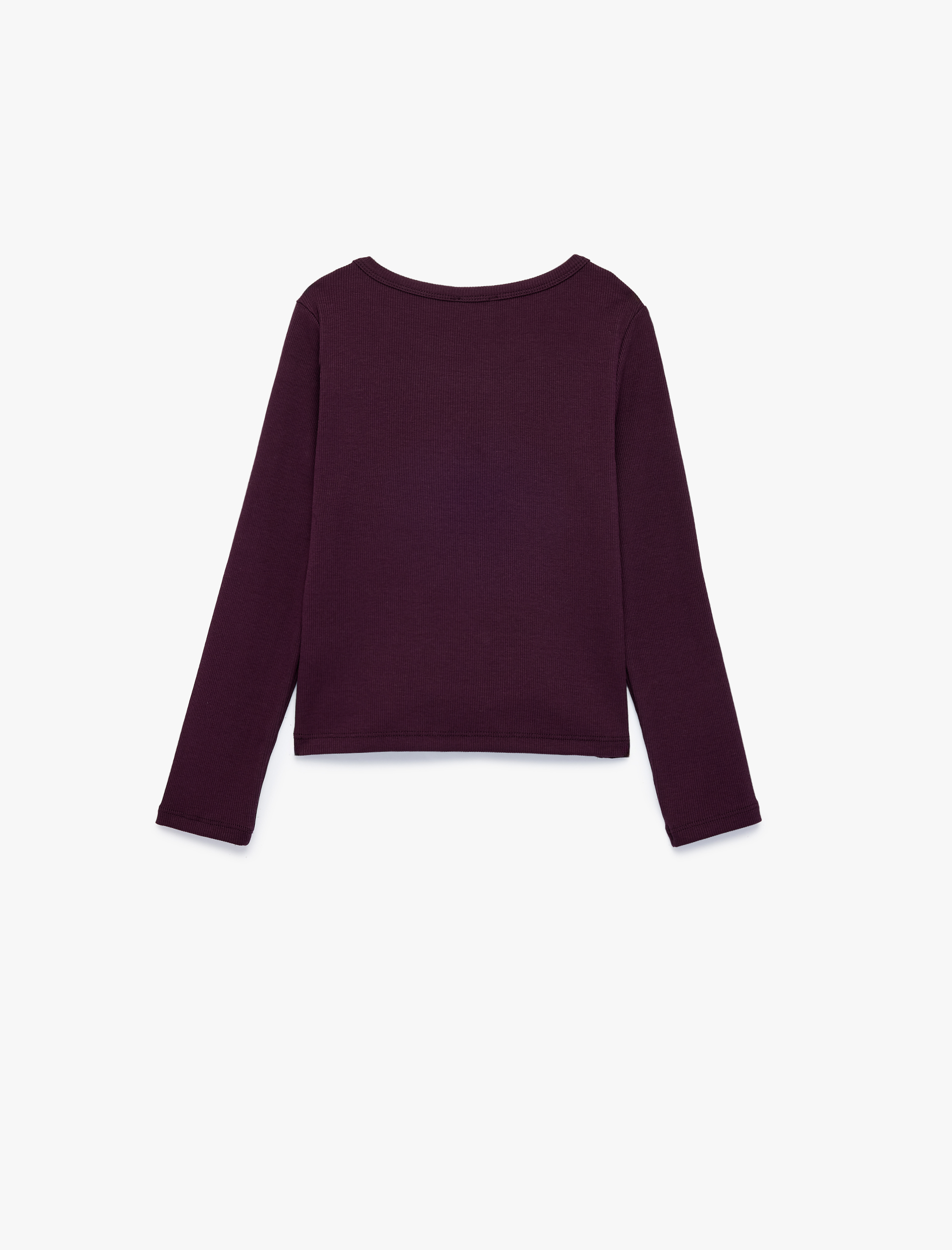  Kız Çocuk Ayıcık Nakışlı Kaşkorse Slim Fit Bisiklet Yaka Uzun Kollu Pamuklu Tişört