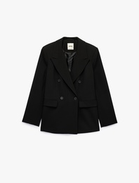 Slim Kesim Cepli Uzun Kollu Klasik Yaka Kruvaze Blazer Ceket