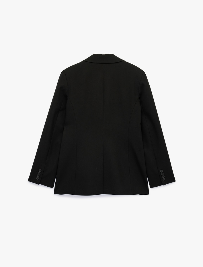  Slim Kesim Cepli Uzun Kollu Klasik Yaka Kruvaze Blazer Ceket