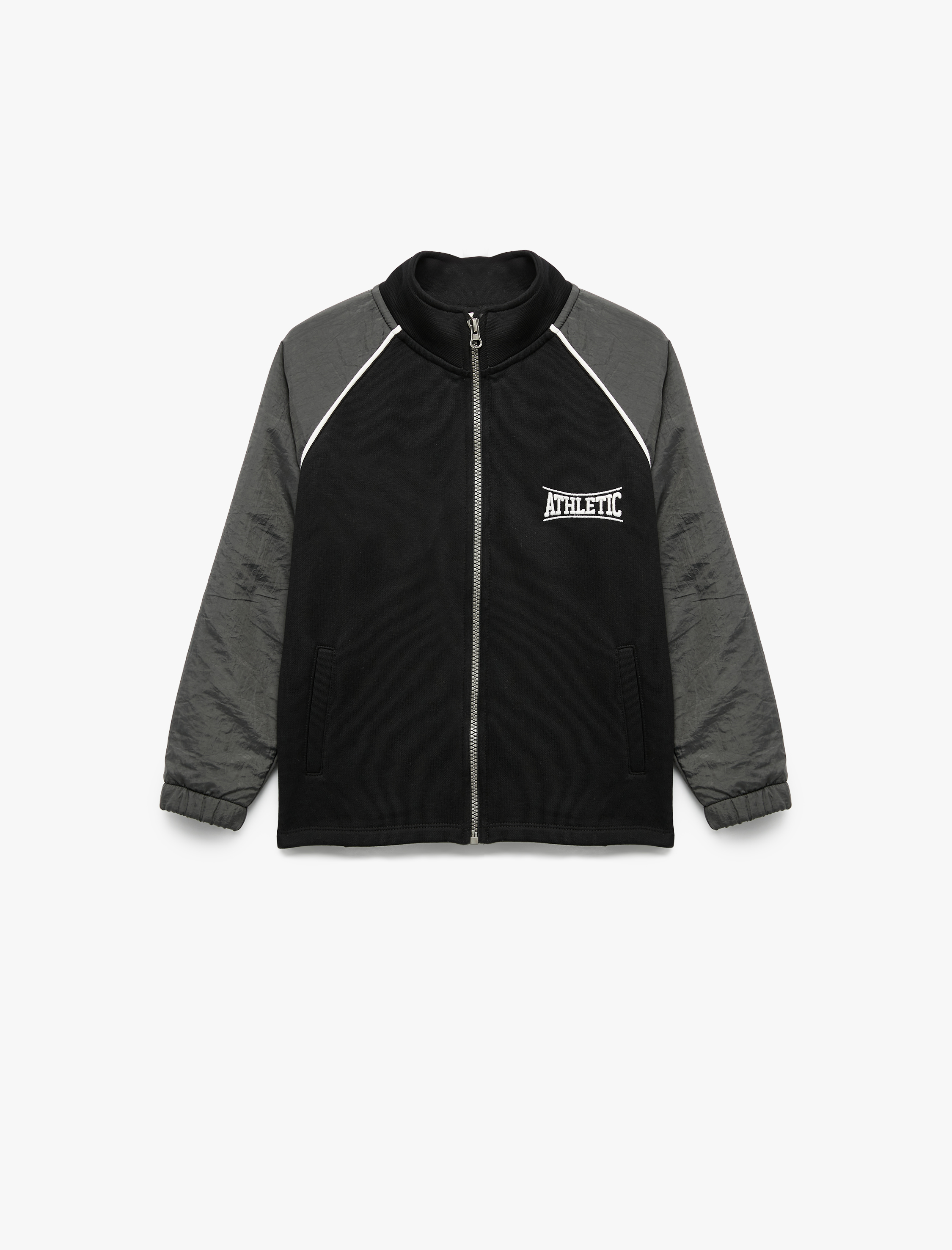  Erkek Çocuk Pamuklu Cep Detaylı Uzun Kollu Şardonlu Dik Yaka Fermuarlı Sweatshirt