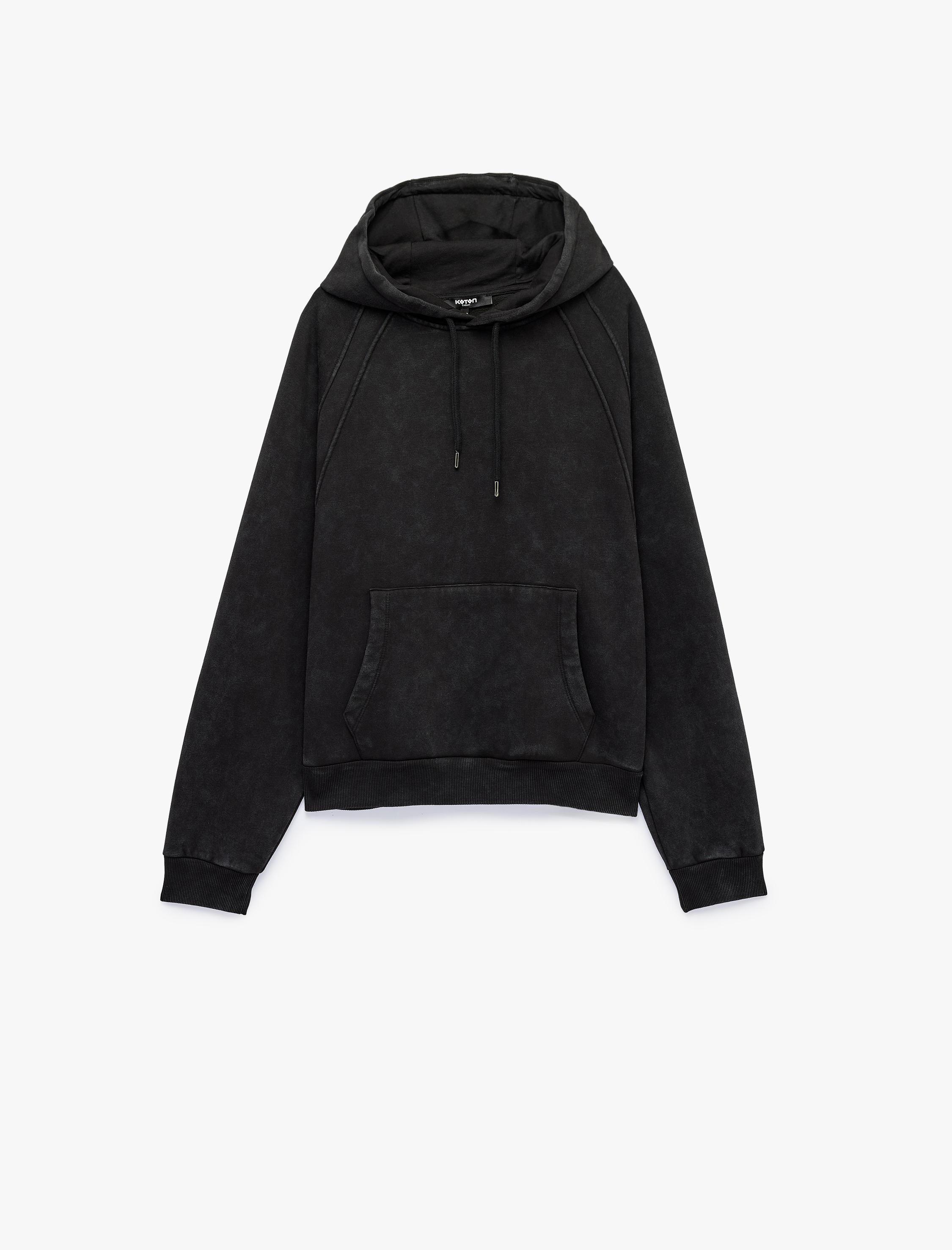   Üç İplik Şardonlu Rahat Kalıp Dikiş Detaylı Uzun Kollu Kapşonlu Sweatshirt