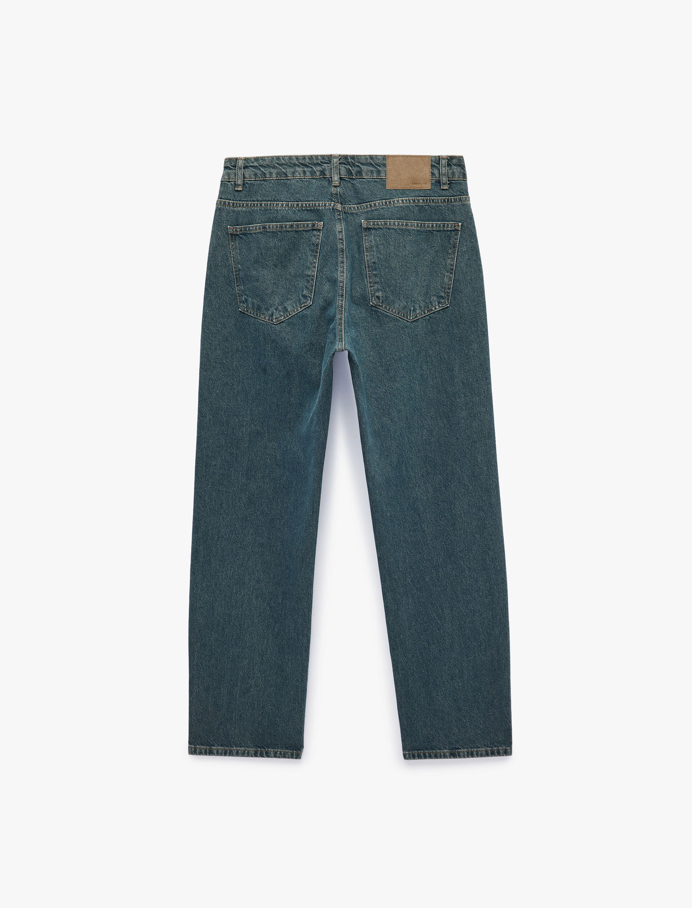   Pamuklu Cepli Normal Bel Vintage Straight Jean Pantolon