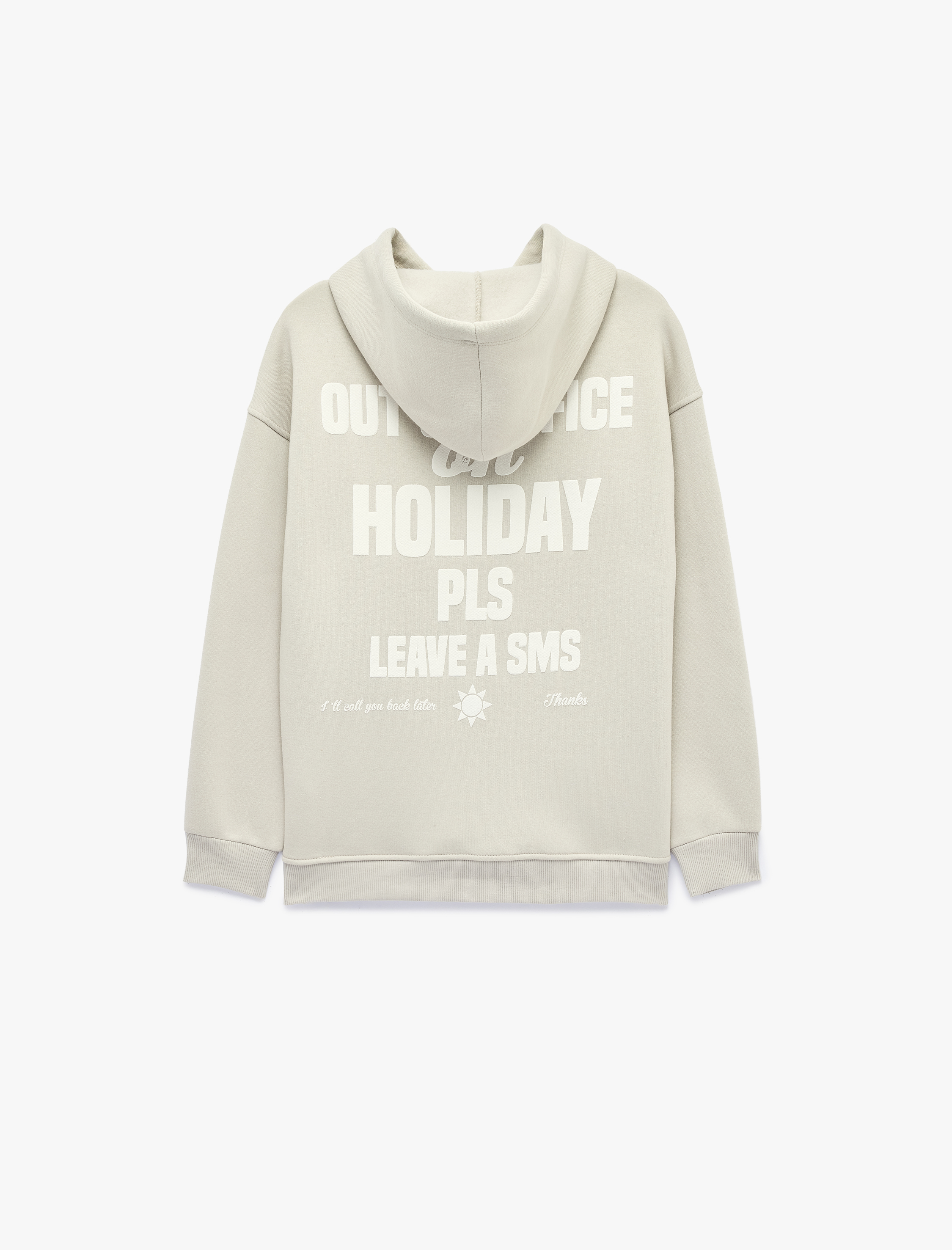   Rahat Kalıp Şardonlu Kapüşonlu Uzun Kollu Arkası Baskılı Sweatshirt