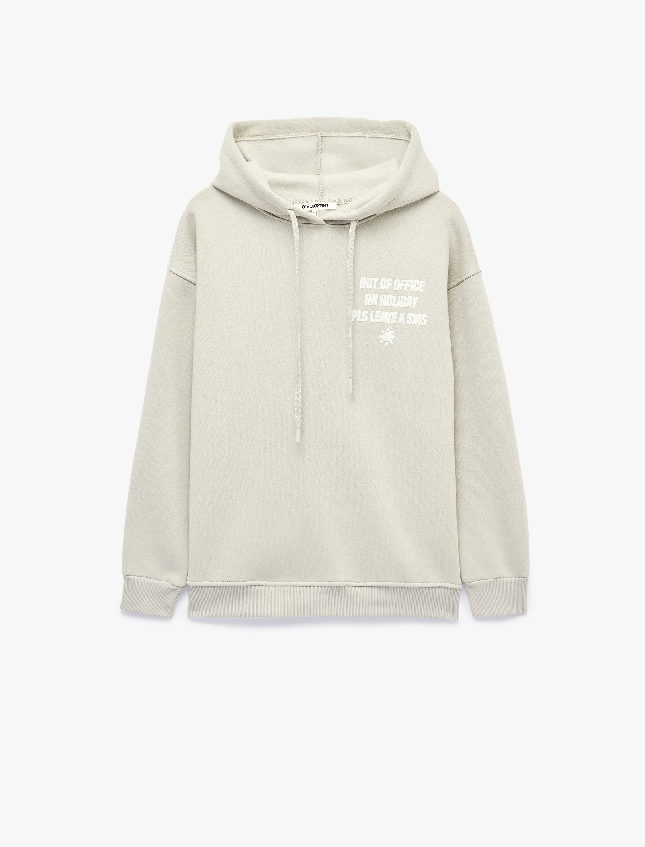   Rahat Kalıp Şardonlu Kapüşonlu Uzun Kollu Arkası Baskılı Sweatshirt