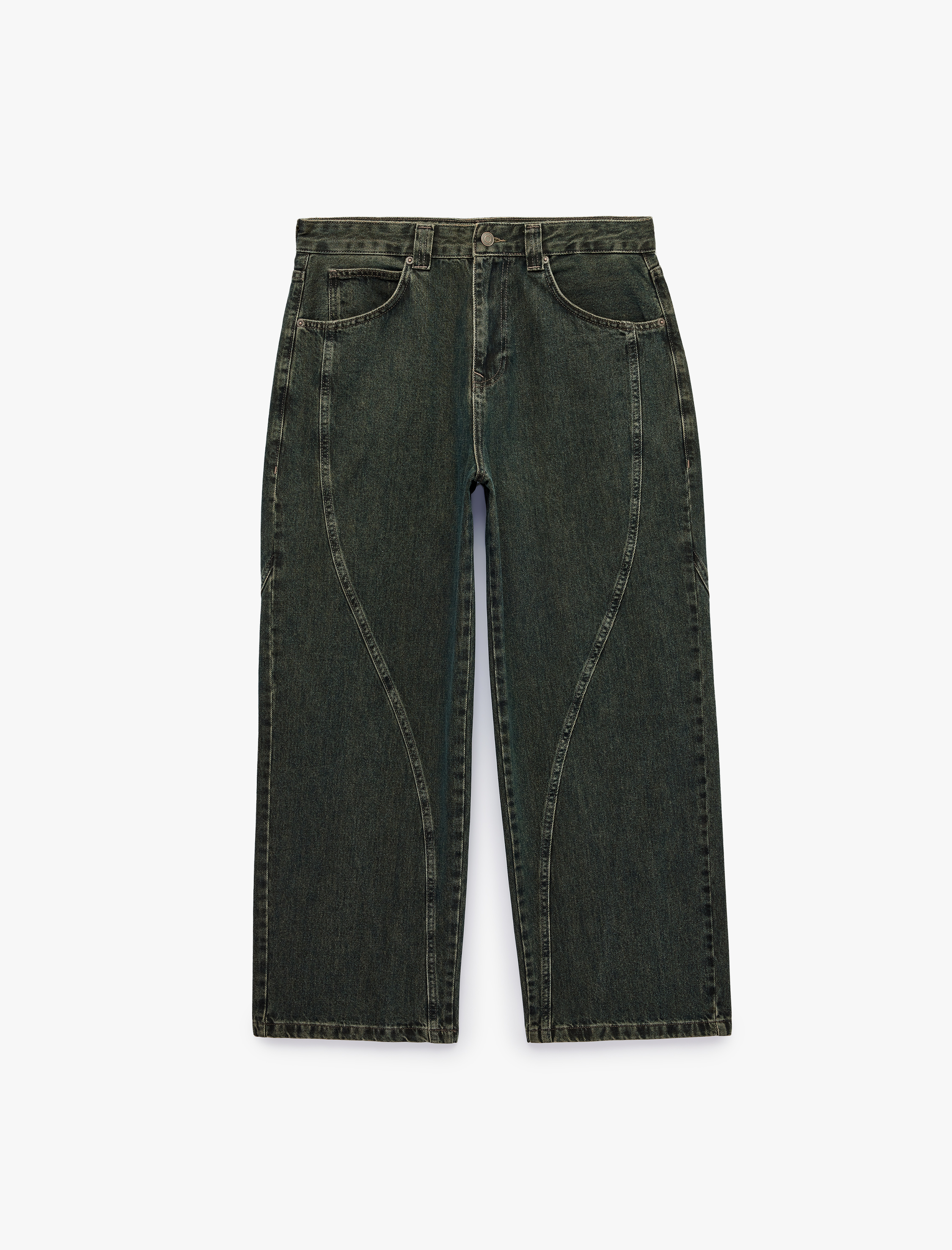   Oversize Pamuklu Cepli Dikiş Detaylı Skater Jean Pantolon