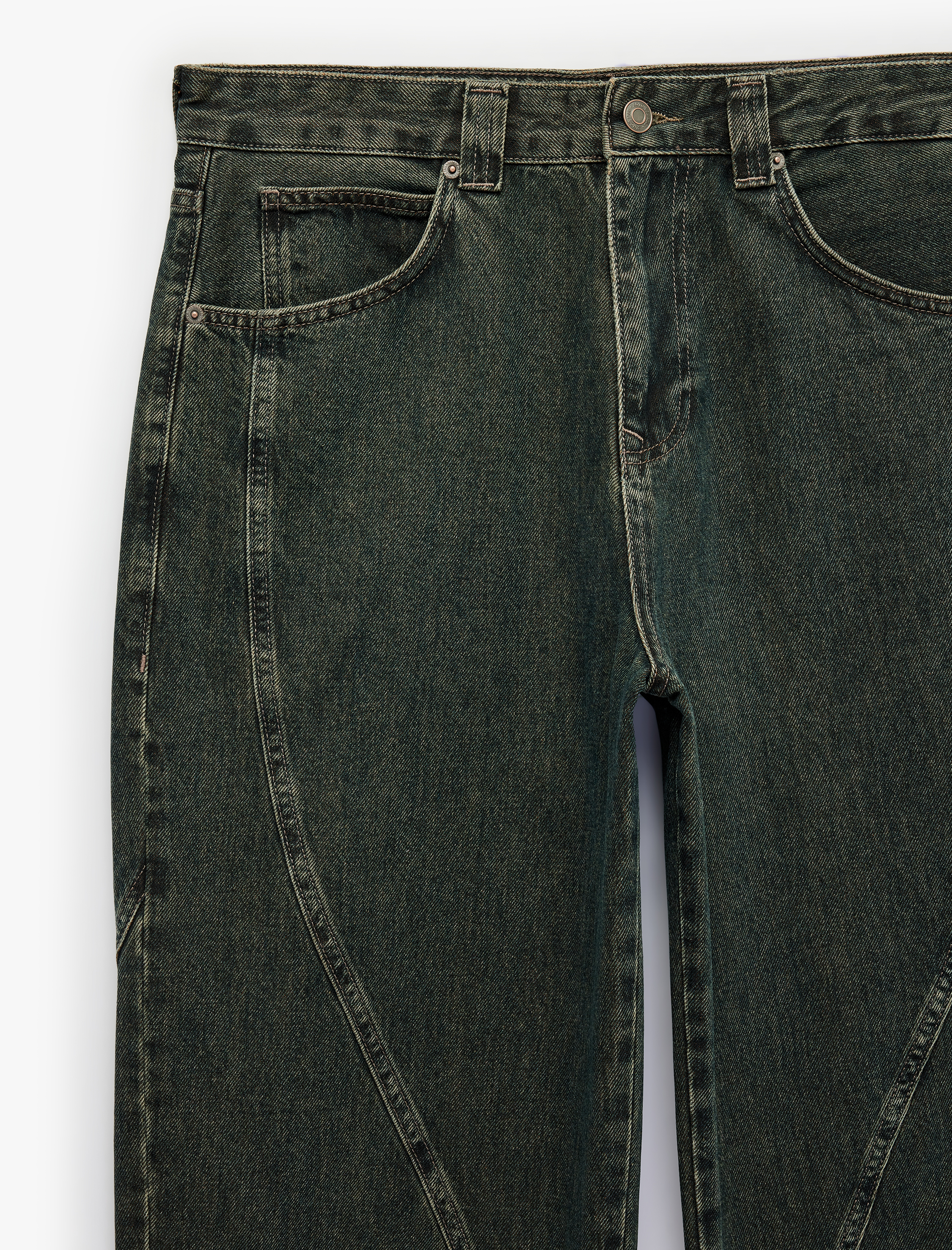   Oversize Pamuklu Cepli Dikiş Detaylı Skater Jean Pantolon