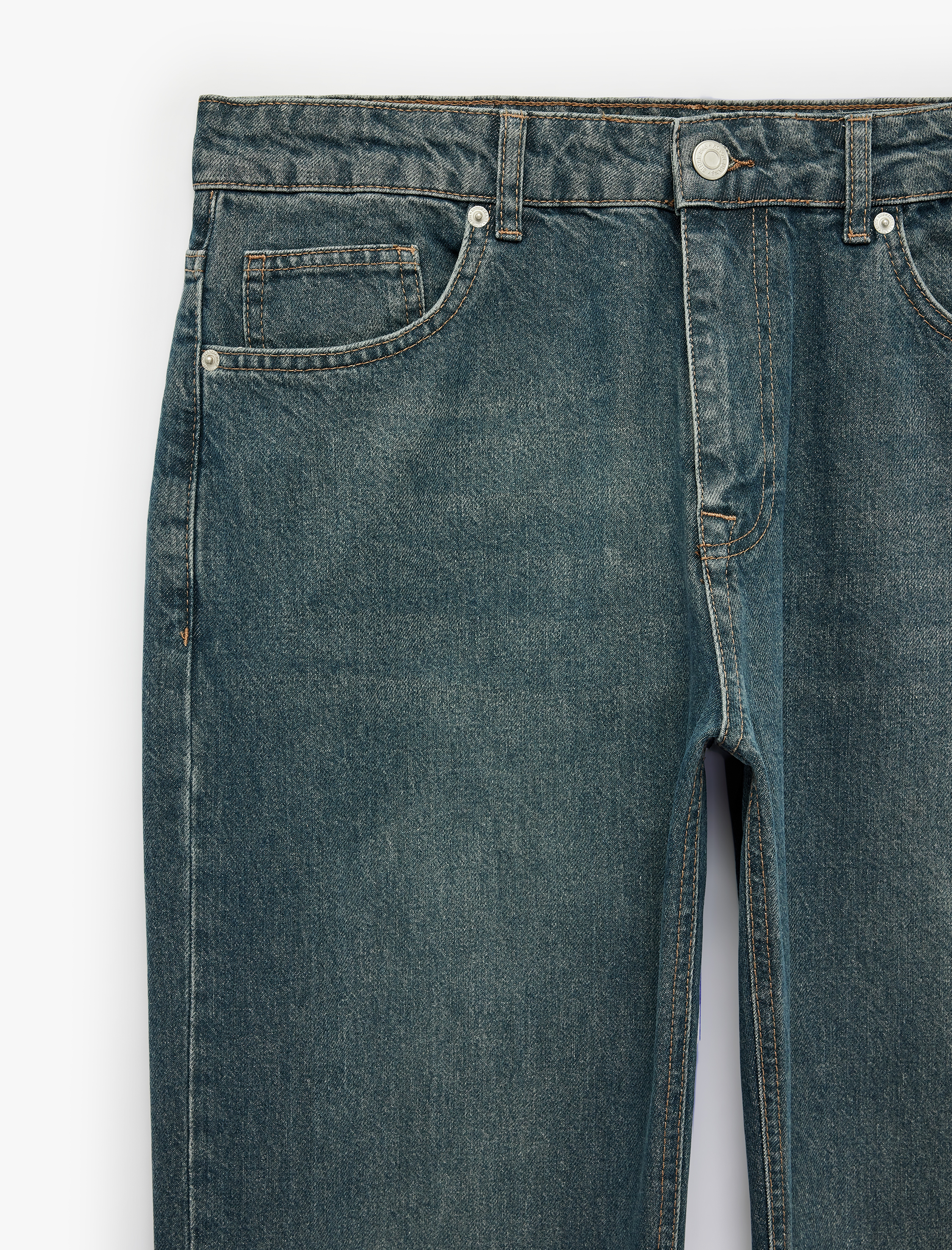   Pamuklu Cepli Normal Bel Vintage Straight Jean Pantolon