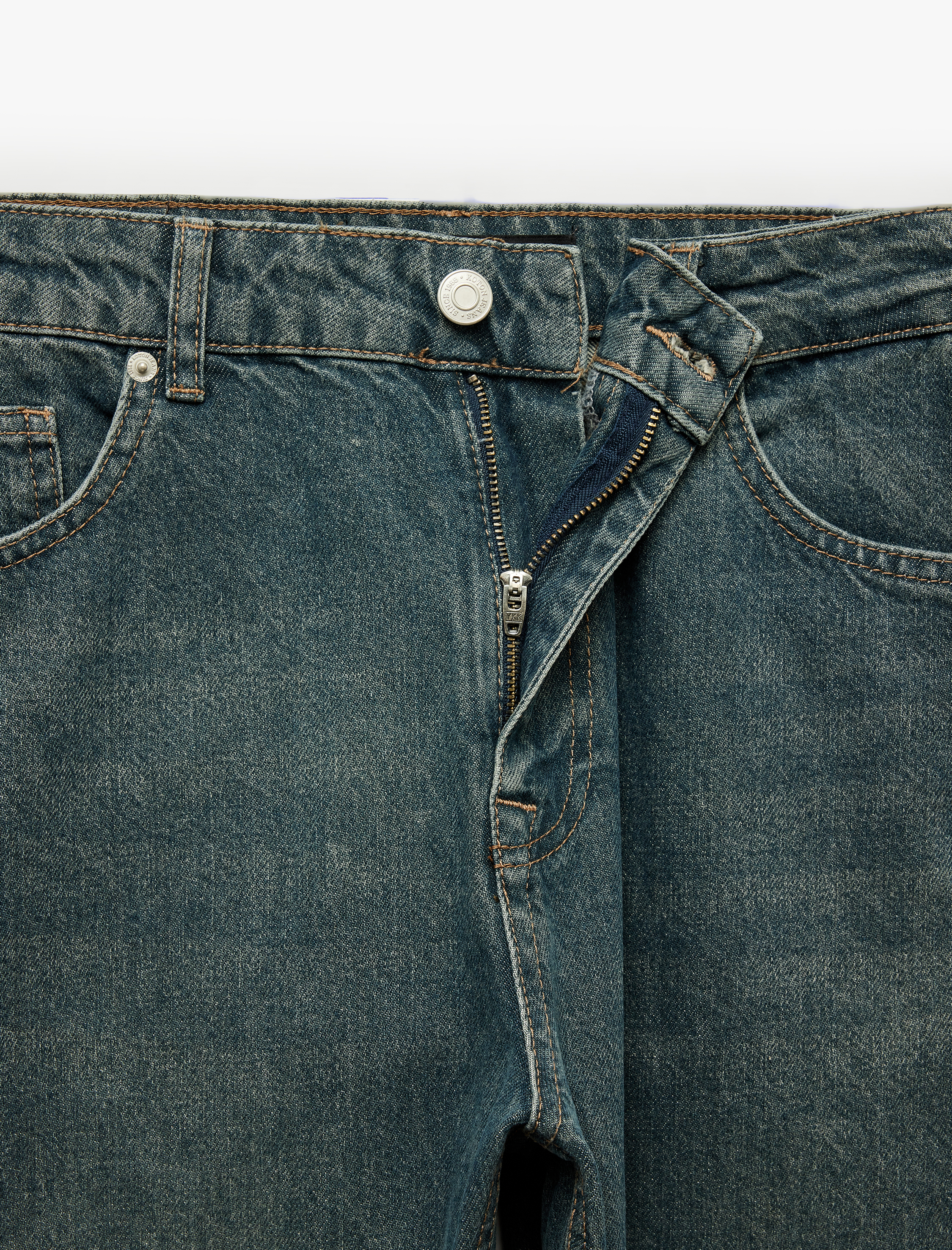   Pamuklu Cepli Normal Bel Vintage Straight Jean Pantolon