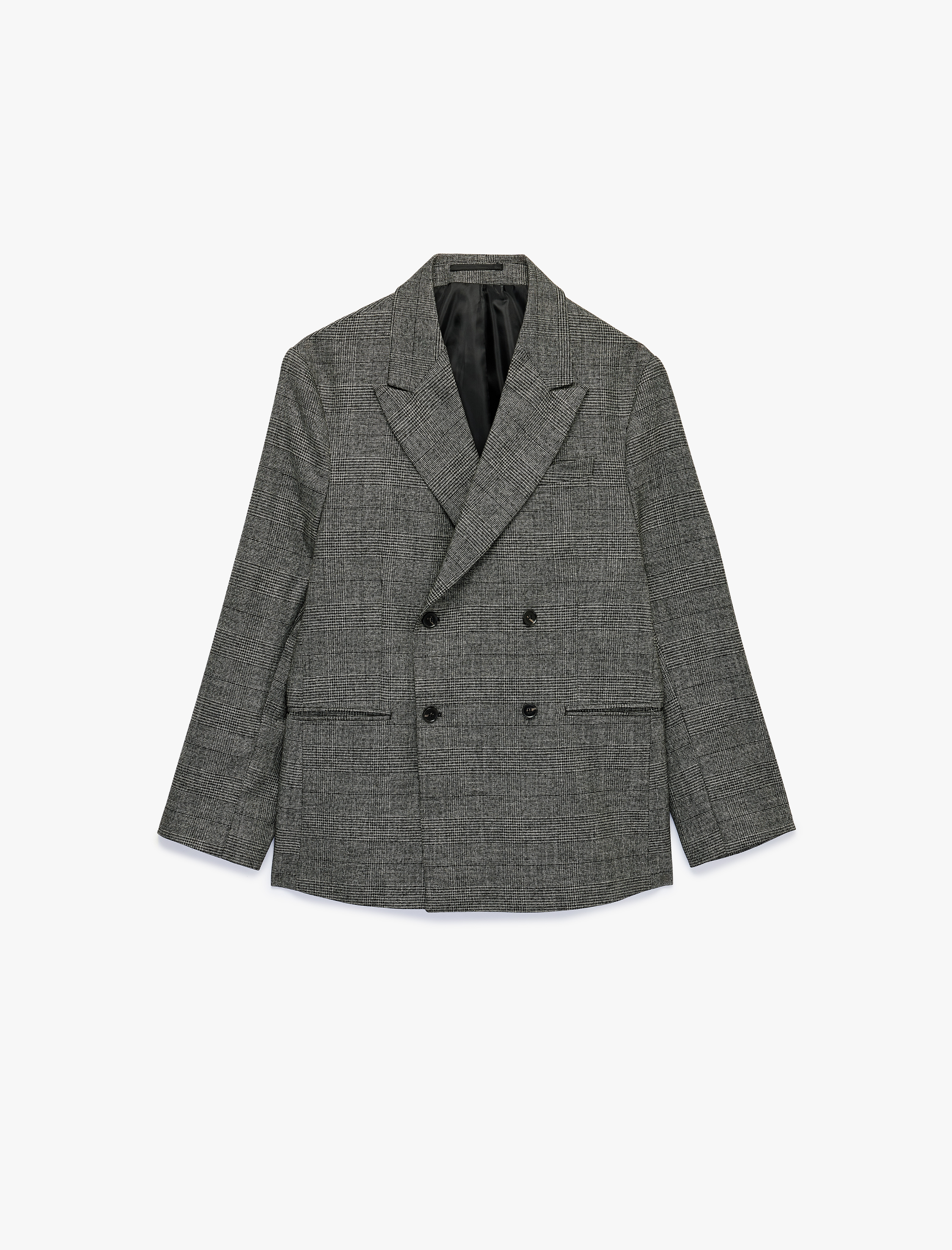   Uzun Kollu Viskon Karışımlı Cepli Düğmeli Kruvaze Yaka Blazer Ceket