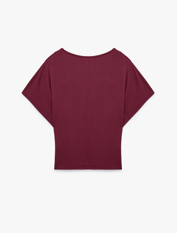  Rahat Kesim Kayık Yaka Yarasa Kol Modal Pijama Üstü