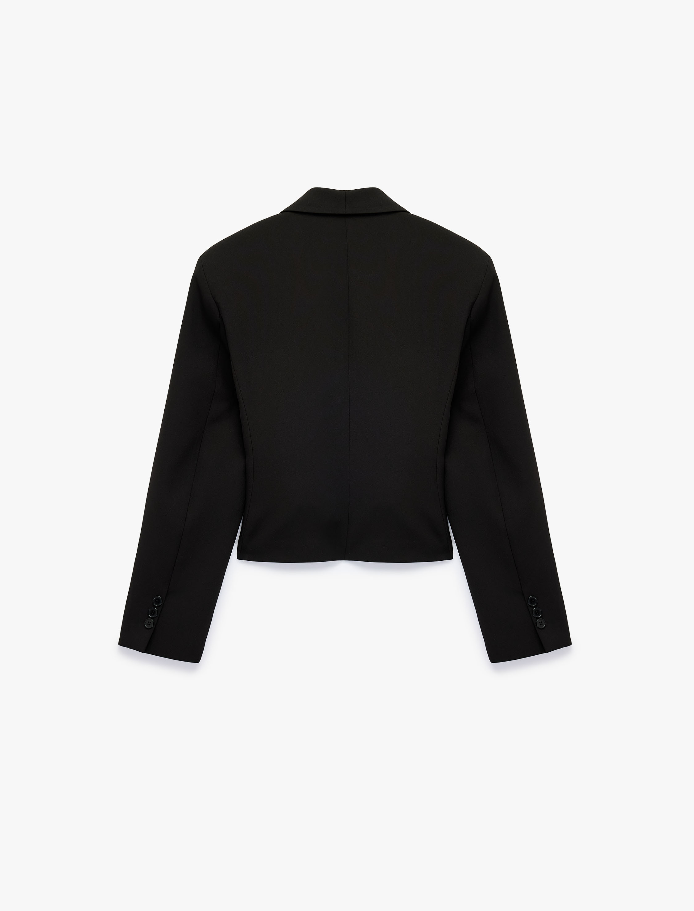   Düğmeli Geniş Yaka Uzun Kollu Crop Blazer Ceket