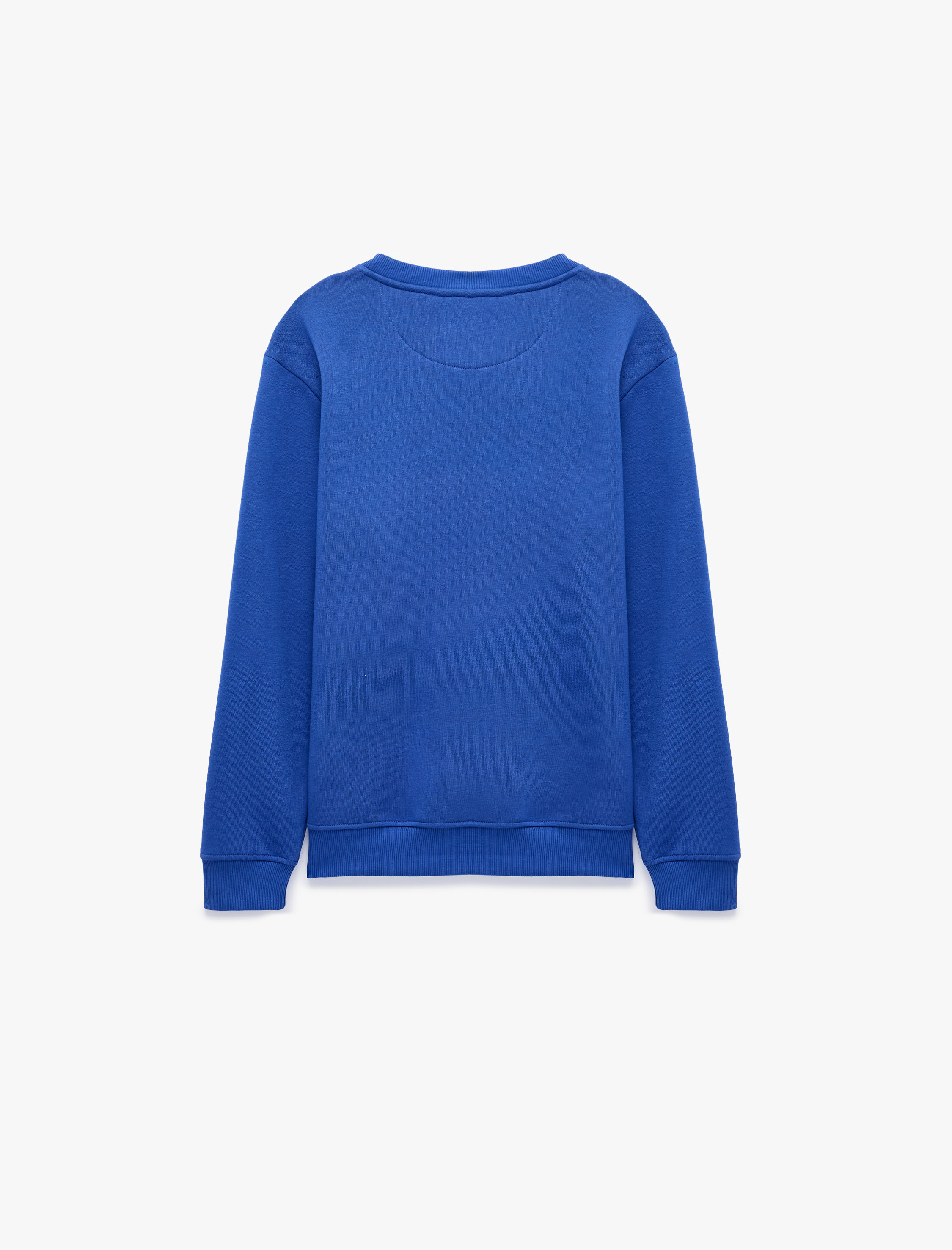   Üç İplik Şardonlu Uzun Kollu Bisiklet Yaka Baskılı Sweatshirt