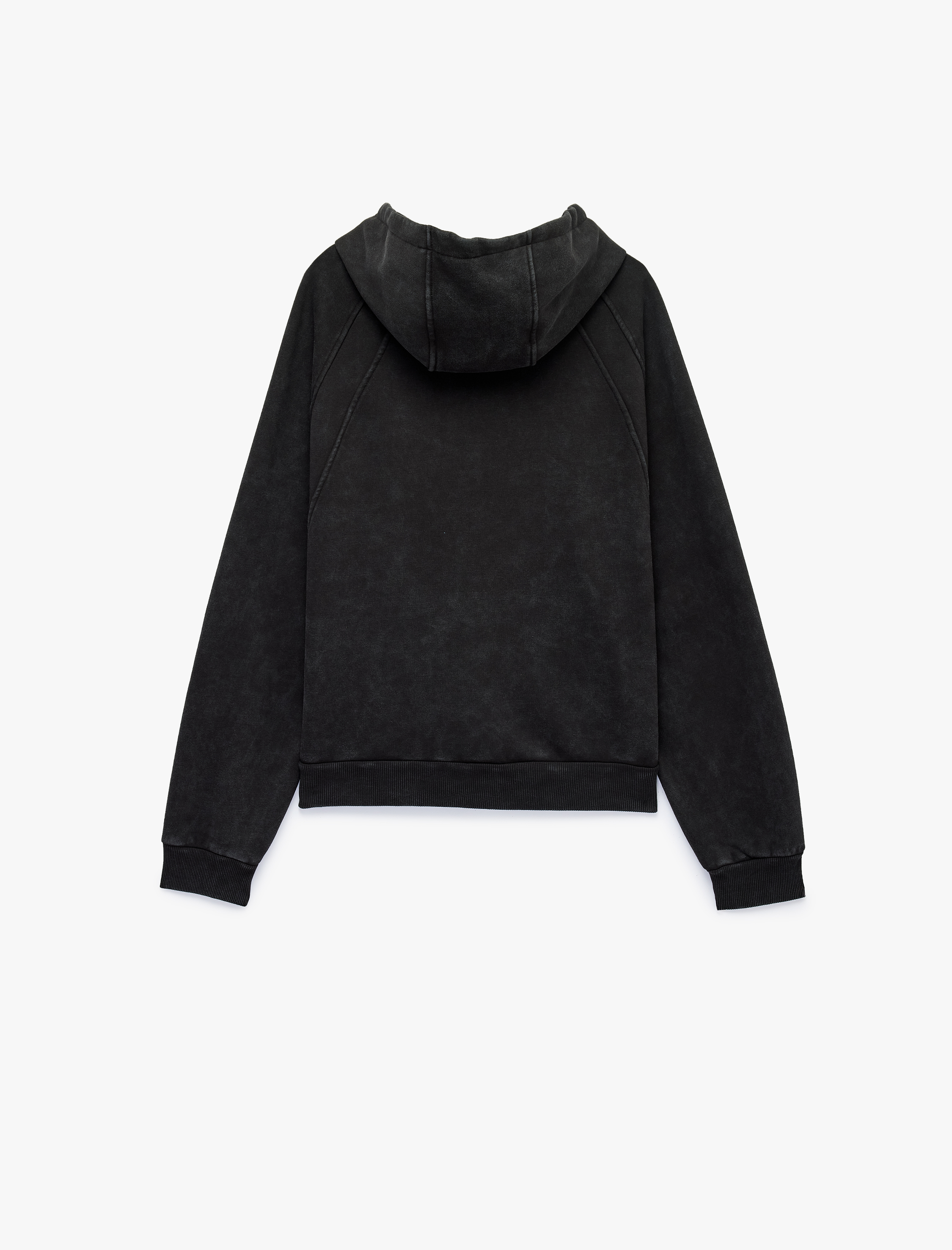   Üç İplik Şardonlu Rahat Kalıp Dikiş Detaylı Uzun Kollu Kapşonlu Sweatshirt