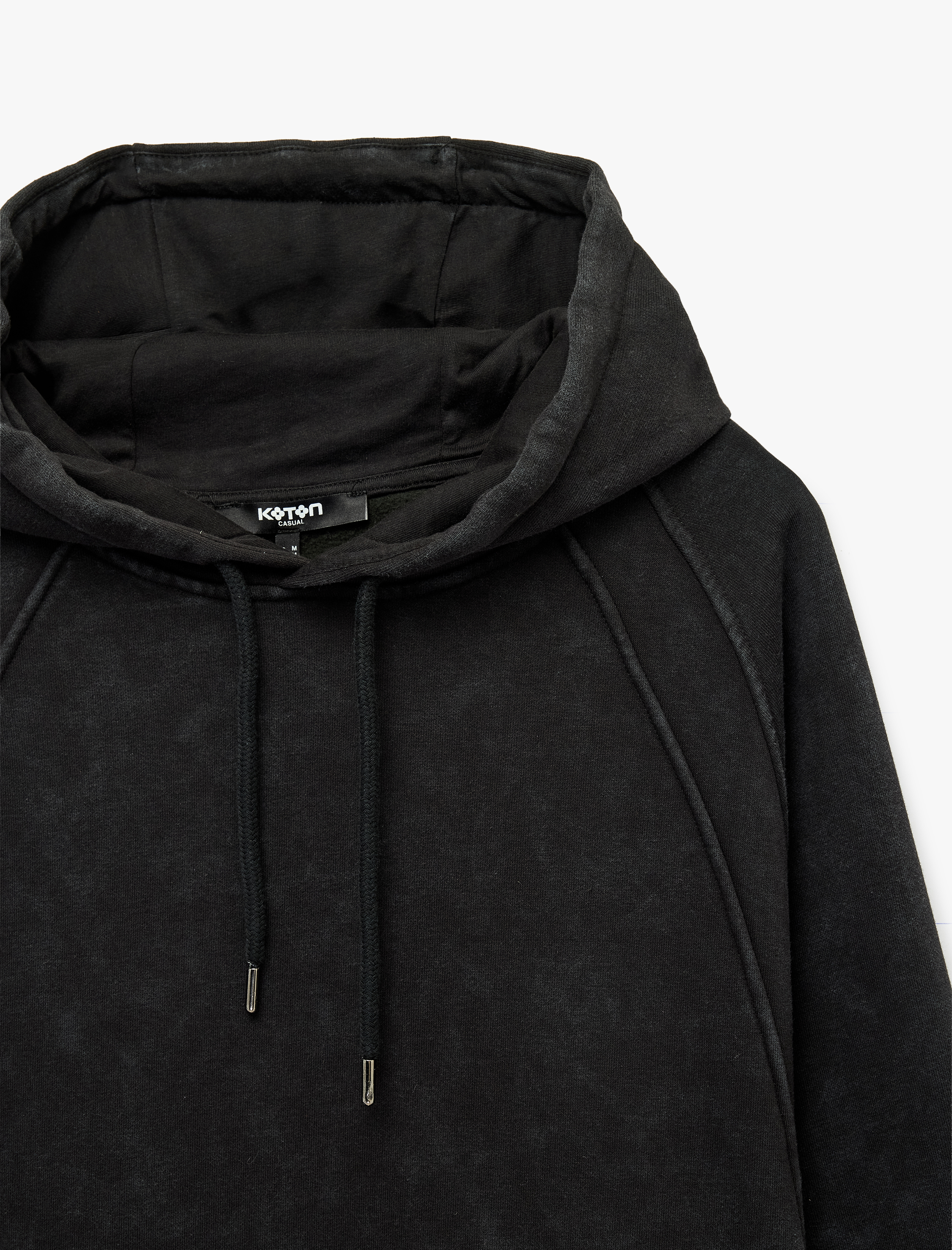   Üç İplik Şardonlu Rahat Kalıp Dikiş Detaylı Uzun Kollu Kapşonlu Sweatshirt