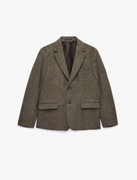 Regular Fit Uzun Kollu Kapaklı Cepli Düğmeli Mono Yaka Blazer Ceket