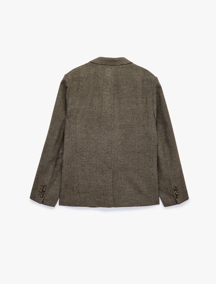  Regular Fit Uzun Kollu Kapaklı Cepli Düğmeli Mono Yaka Blazer Ceket