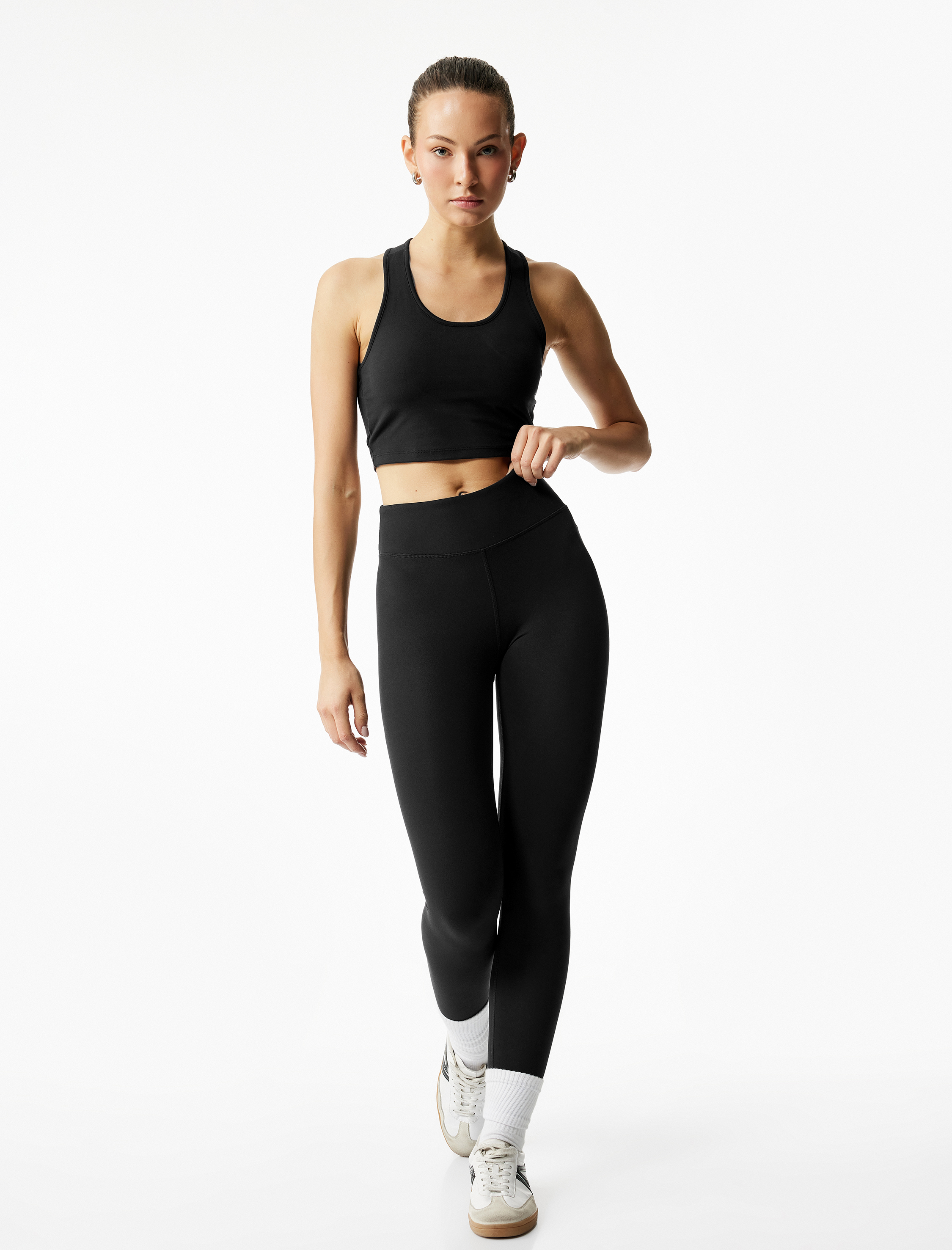   Yüksek Bel Dikiş Detaylı Slim Fit Spor Tayt