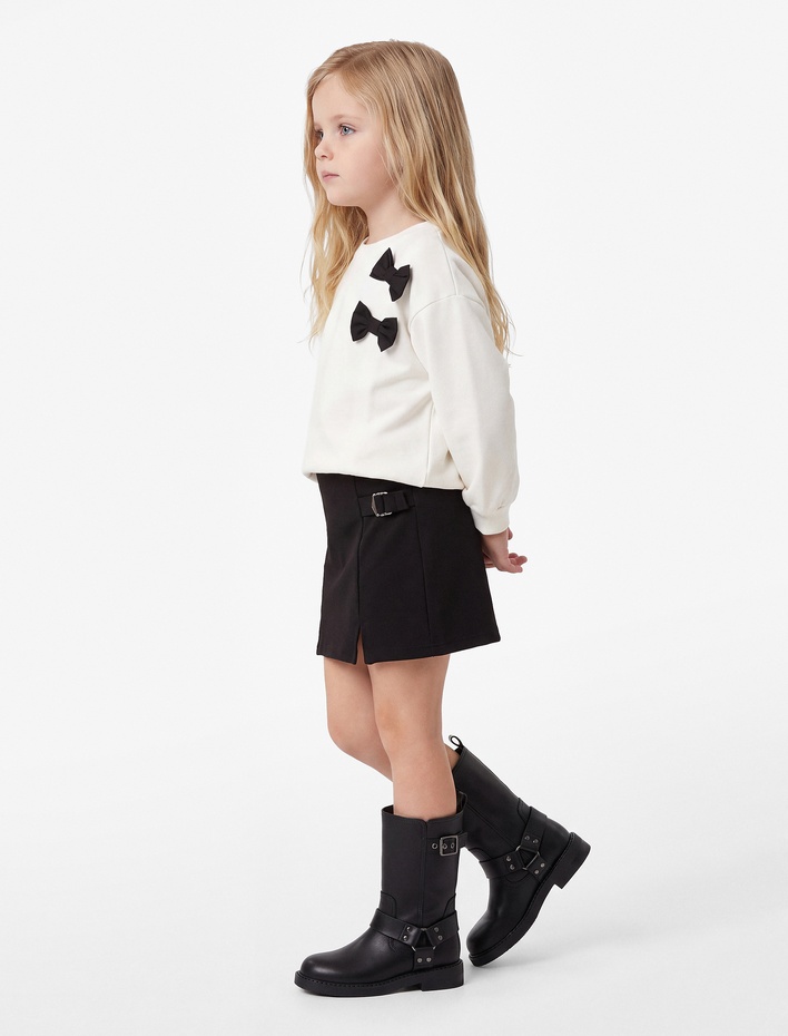 Kız Bebek Basic Şort Toka Detaylı Beli Lastikli