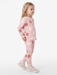 Puantiyeli Pamuklu Uzun Kollu Bisiklet Yaka Pijama Takımı