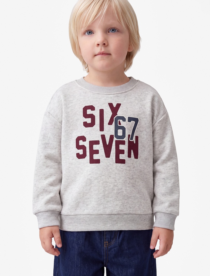 Erkek Bebek Baskılı Uzun Kollu Bisiklet Yaka Oversize Sweatshirt