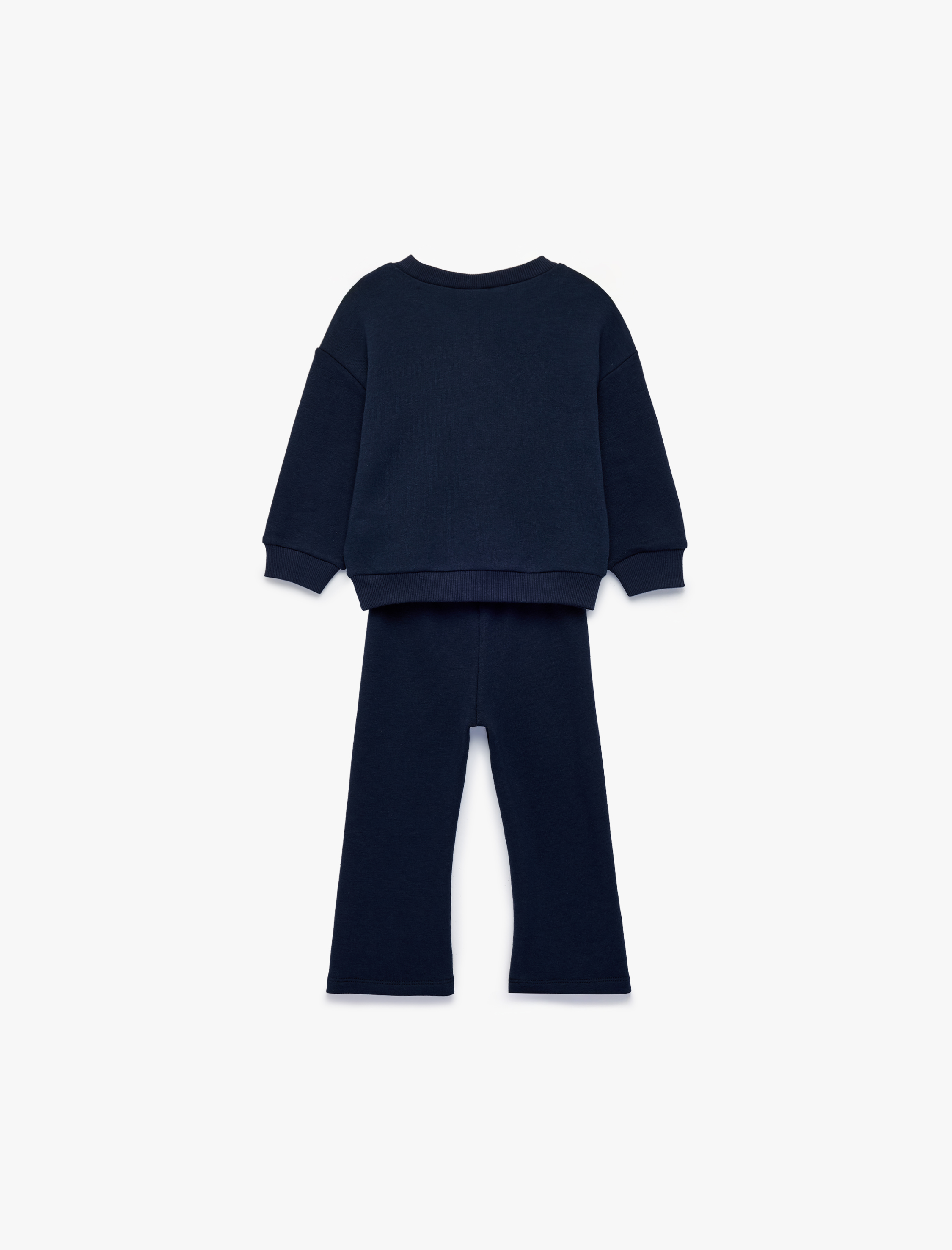  Kız Bebek Ayıcık Nakışlı Modal Karışımlı Slim Fit 2'li Sweatshirt ve Pantolon Seti