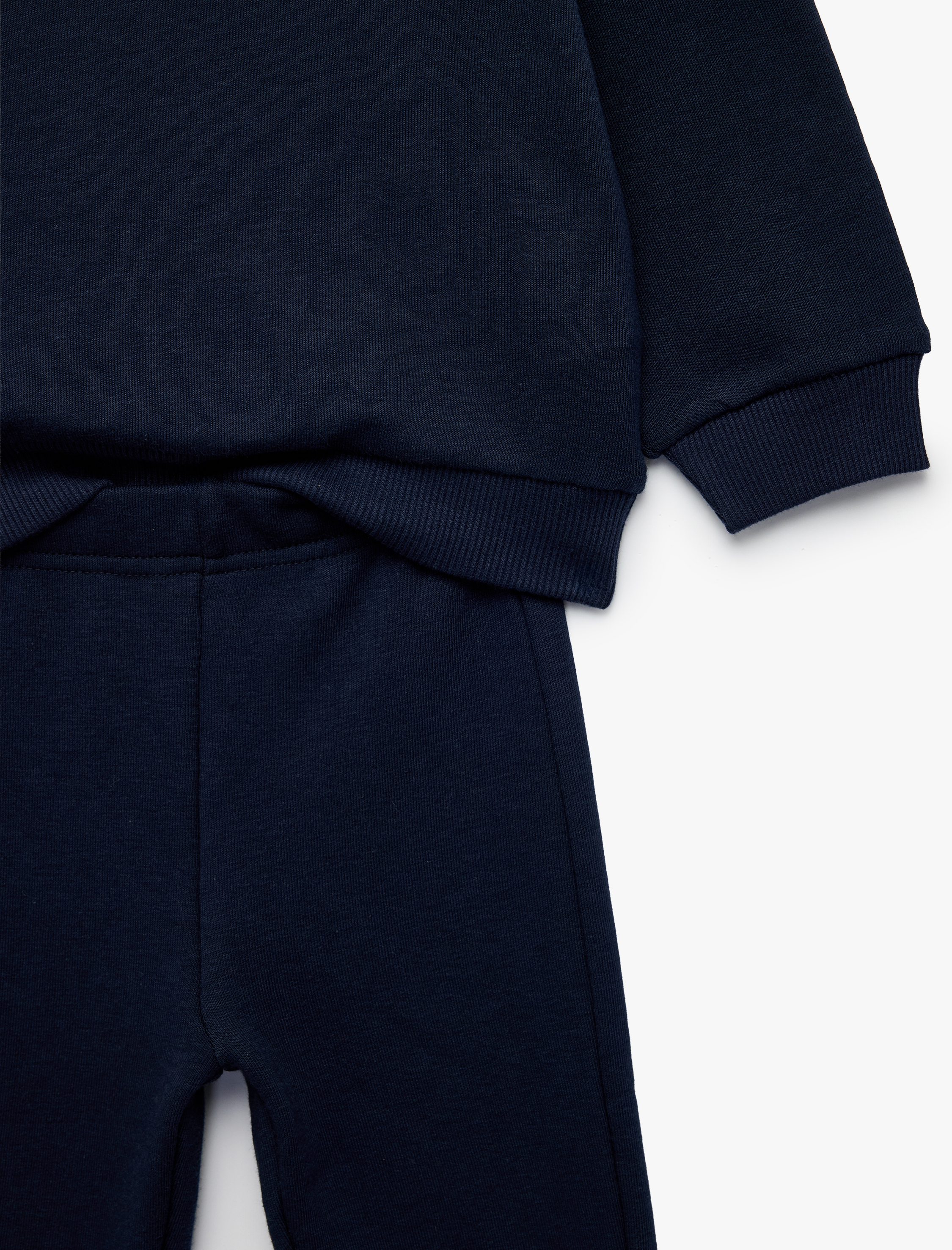  Kız Bebek Ayıcık Nakışlı Modal Karışımlı Slim Fit 2'li Sweatshirt ve Pantolon Seti