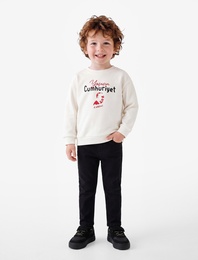 Atatürk Baskılı Uzun Kollu Bisiklet Yaka Sweatshirt