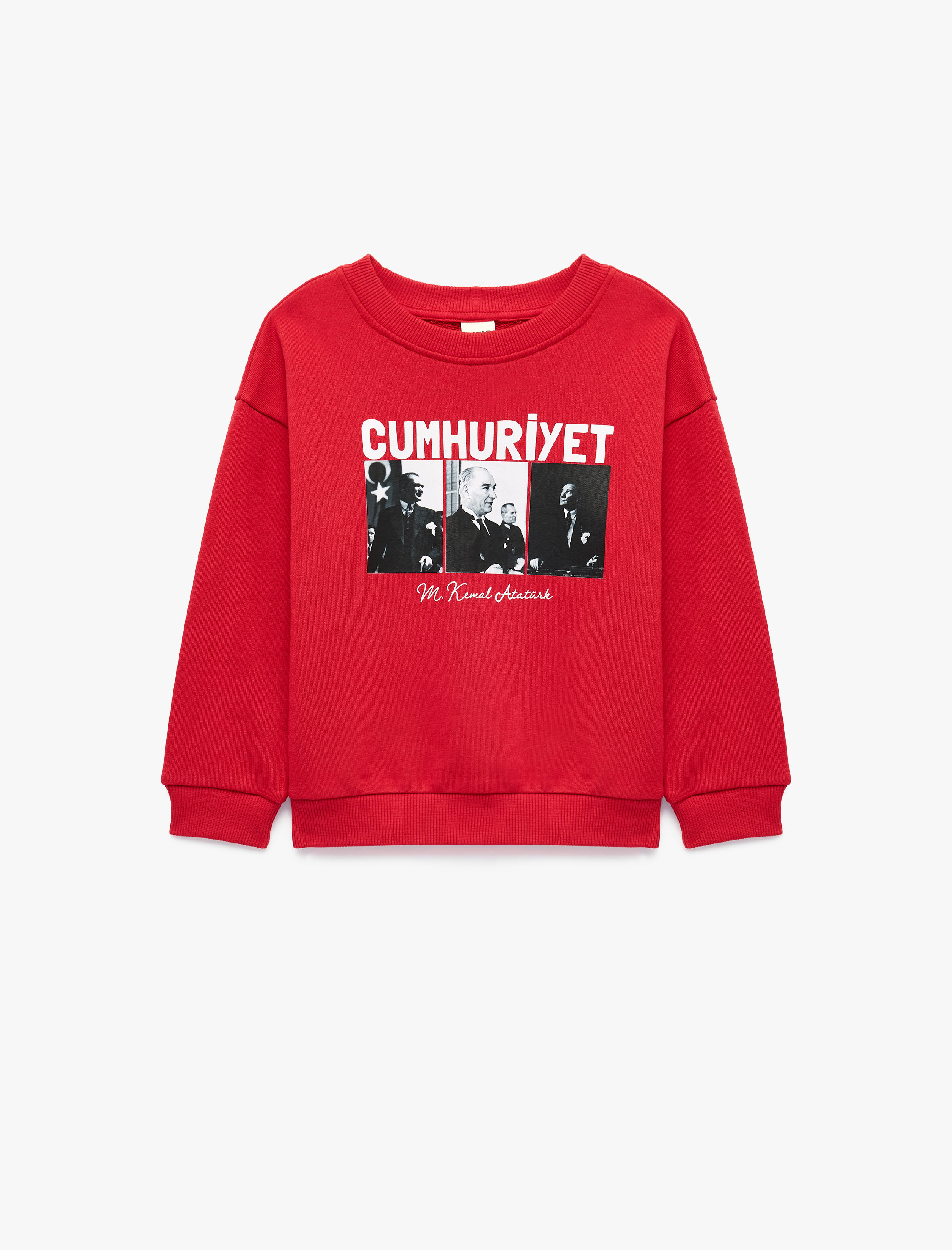  Erkek Bebek Atatürk Baskılı Bisiklet Yaka Uzun Kollu Sweatshirt