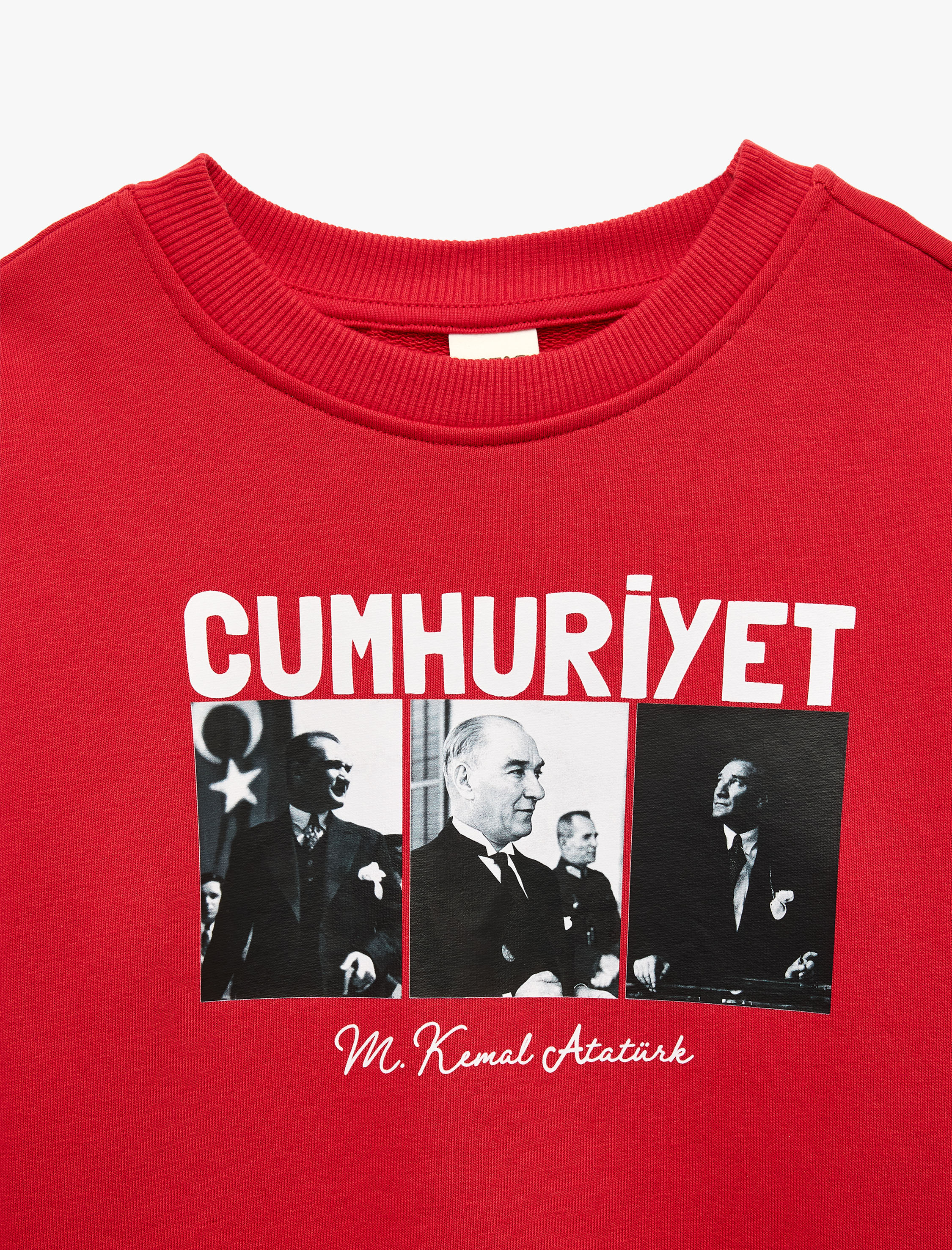  Erkek Bebek Atatürk Baskılı Bisiklet Yaka Uzun Kollu Sweatshirt