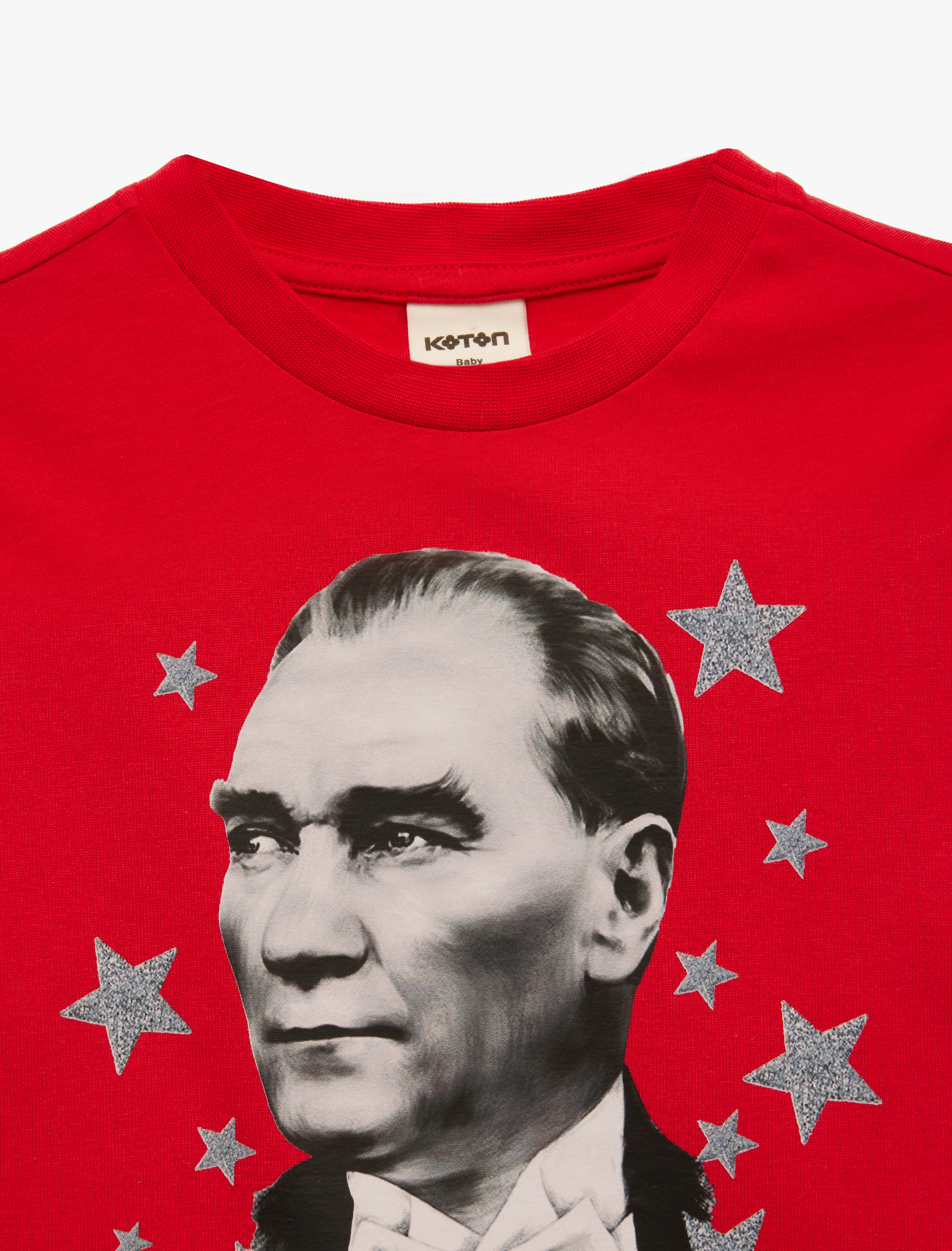  Kız Bebek Atatürk Baskılı Pamuklu Bisiklet Yaka Uzun Kollu Tişört