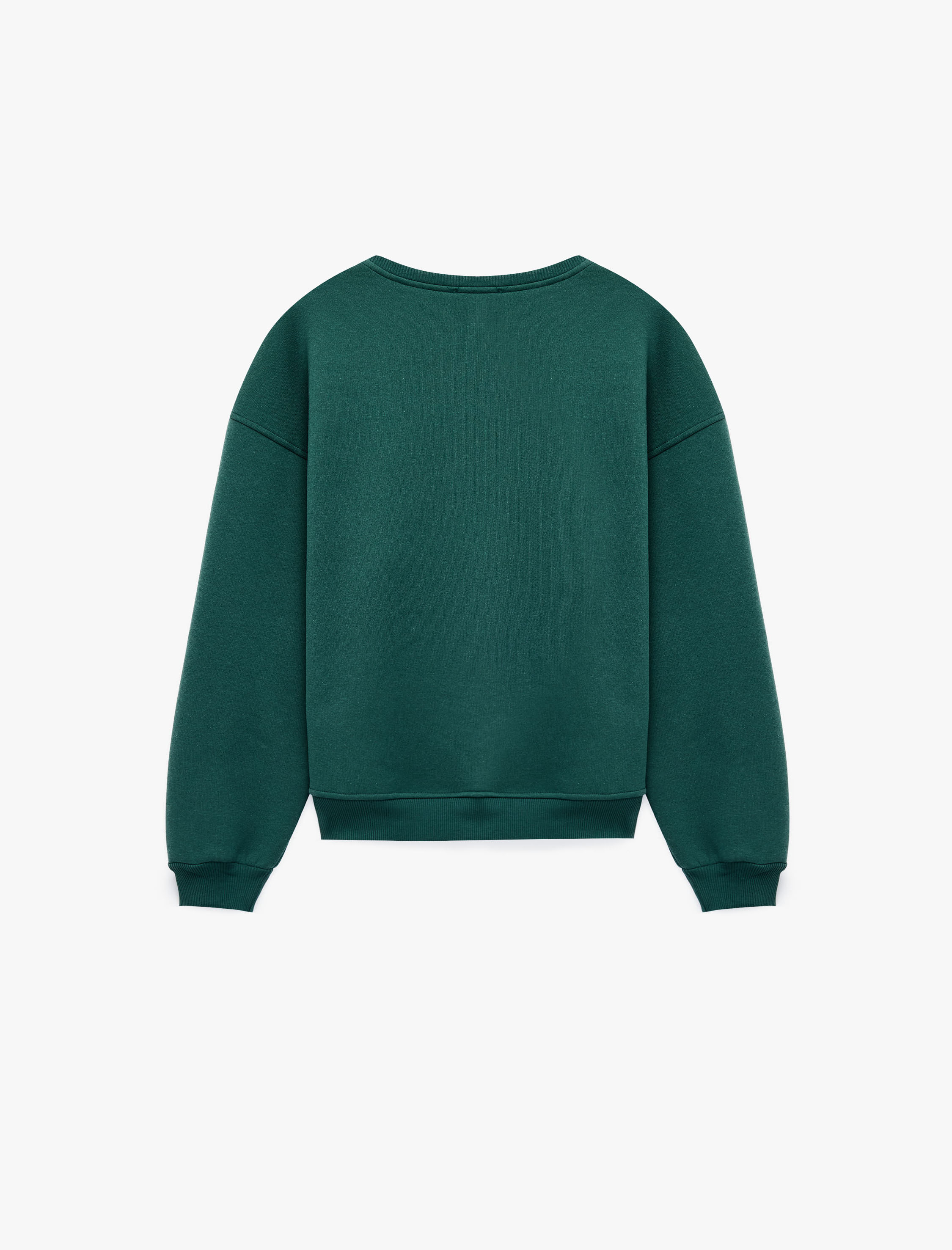   Rahat Kalıp Şardonlu Bisiklet Yaka Uzun Kollu Ayıcık Baskılı Sweatshirt