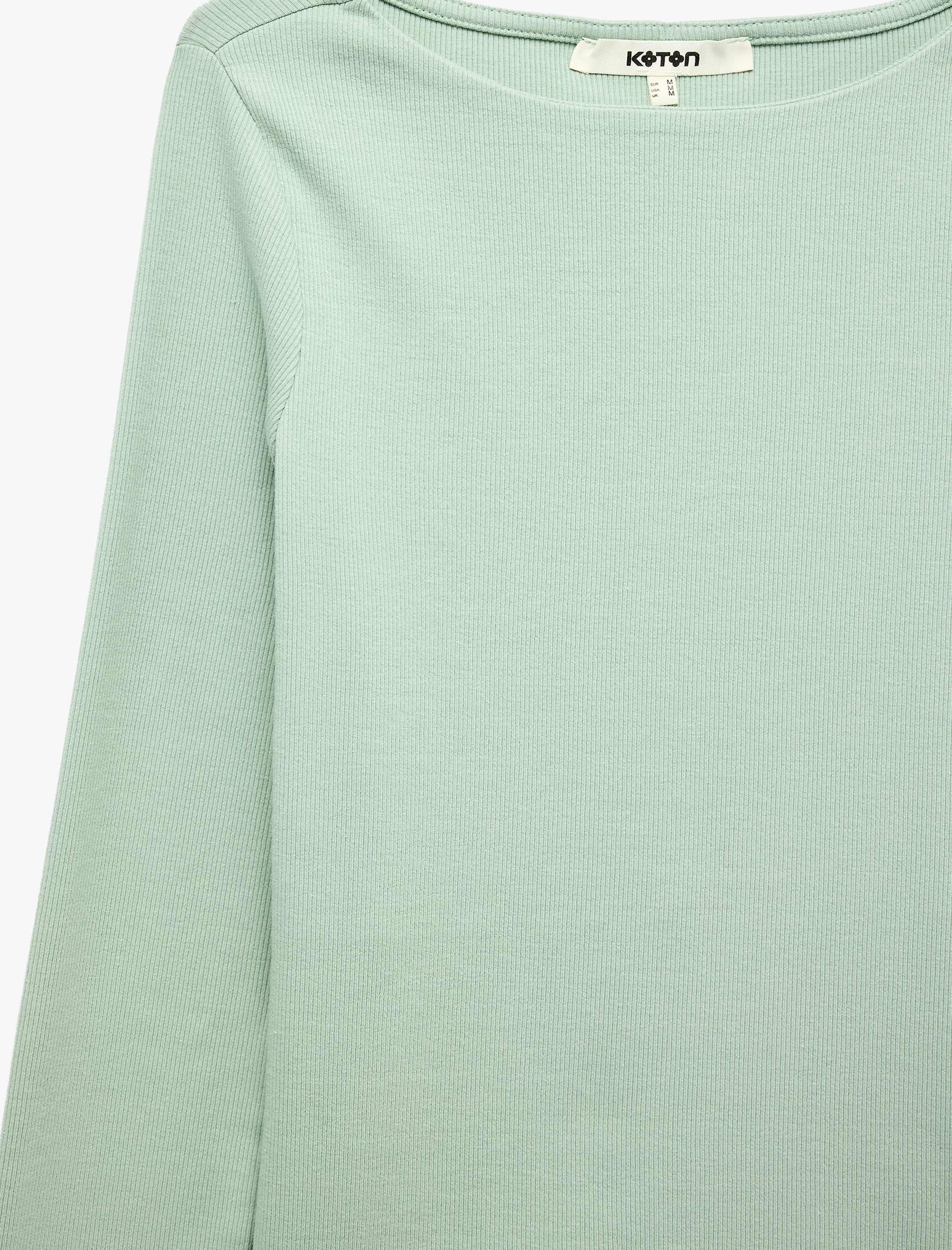   Slim Fit Pamuklu Kayık Yaka Uzun Kollu Basic Bluz