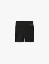 Yüksek Bel Slim Fit Baskılı Spor Biker Tayt