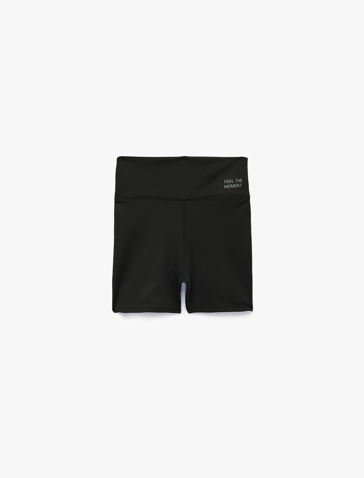  Yüksek Bel Slim Fit Baskılı Spor Biker Tayt