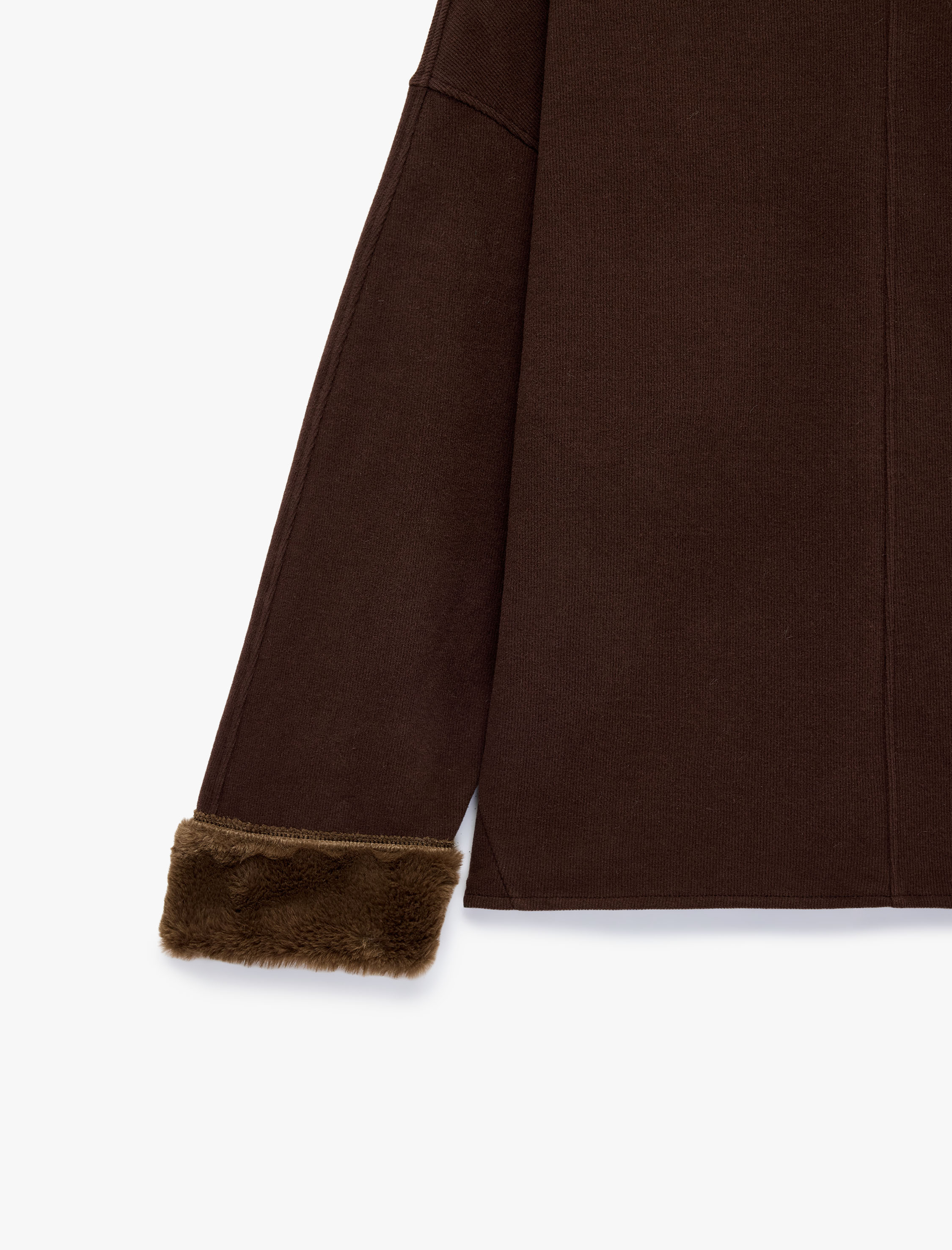   Bisiklet Yaka Uzun Kollu Suni Kürklü Oversize Sweatshirt