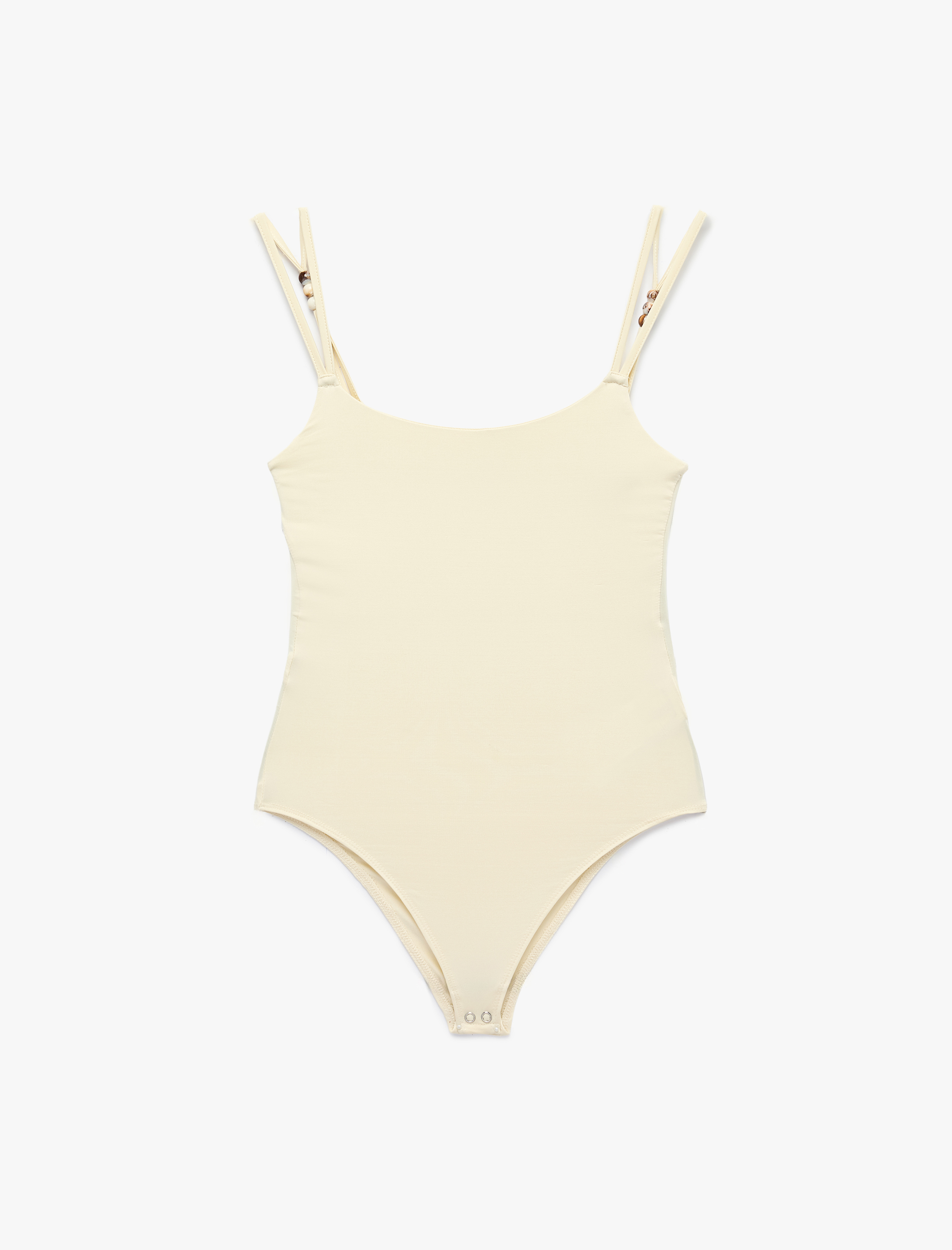   Slim Fit U Yaka Boncuklu Askılı Bodysuit