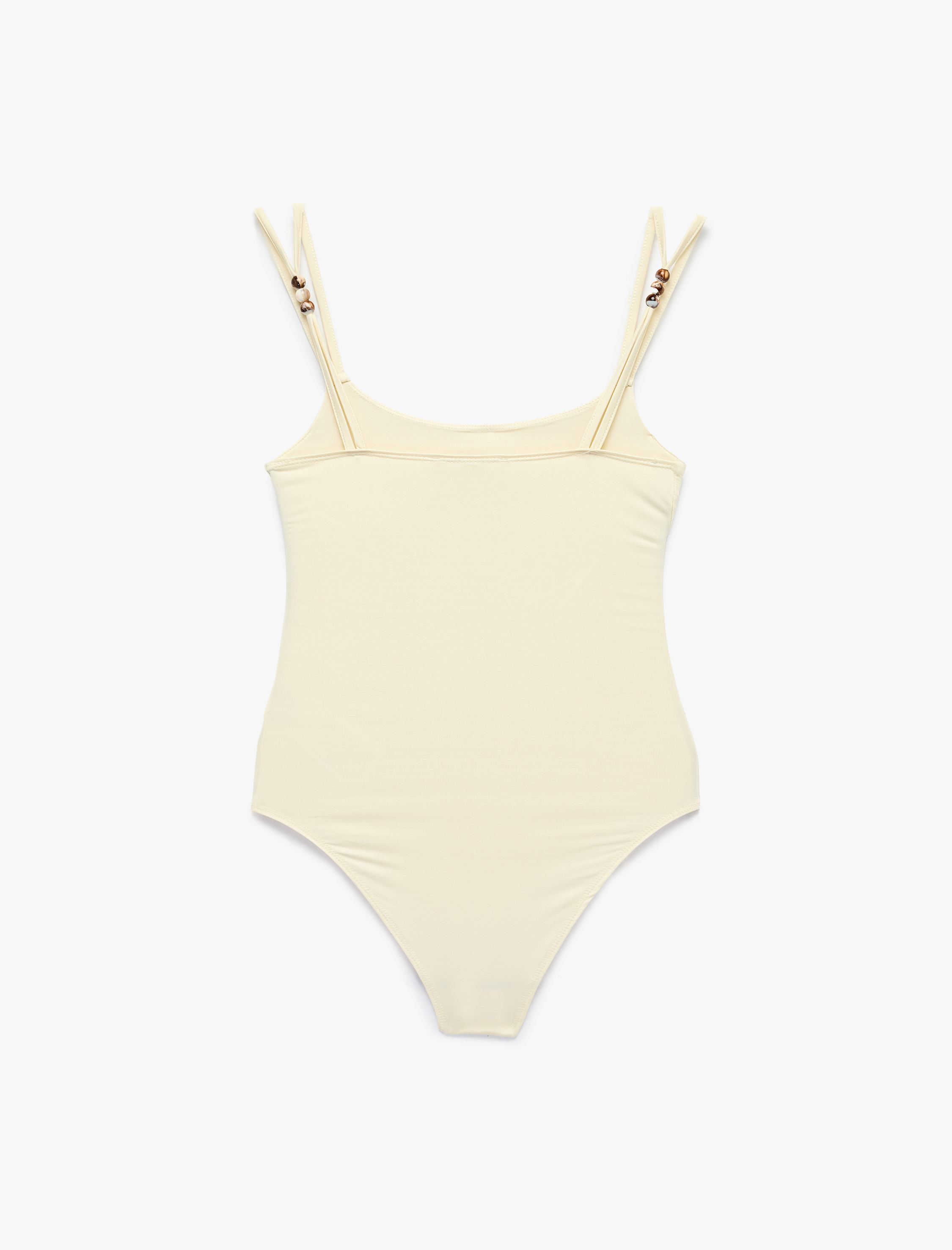   Slim Fit U Yaka Boncuklu Askılı Bodysuit