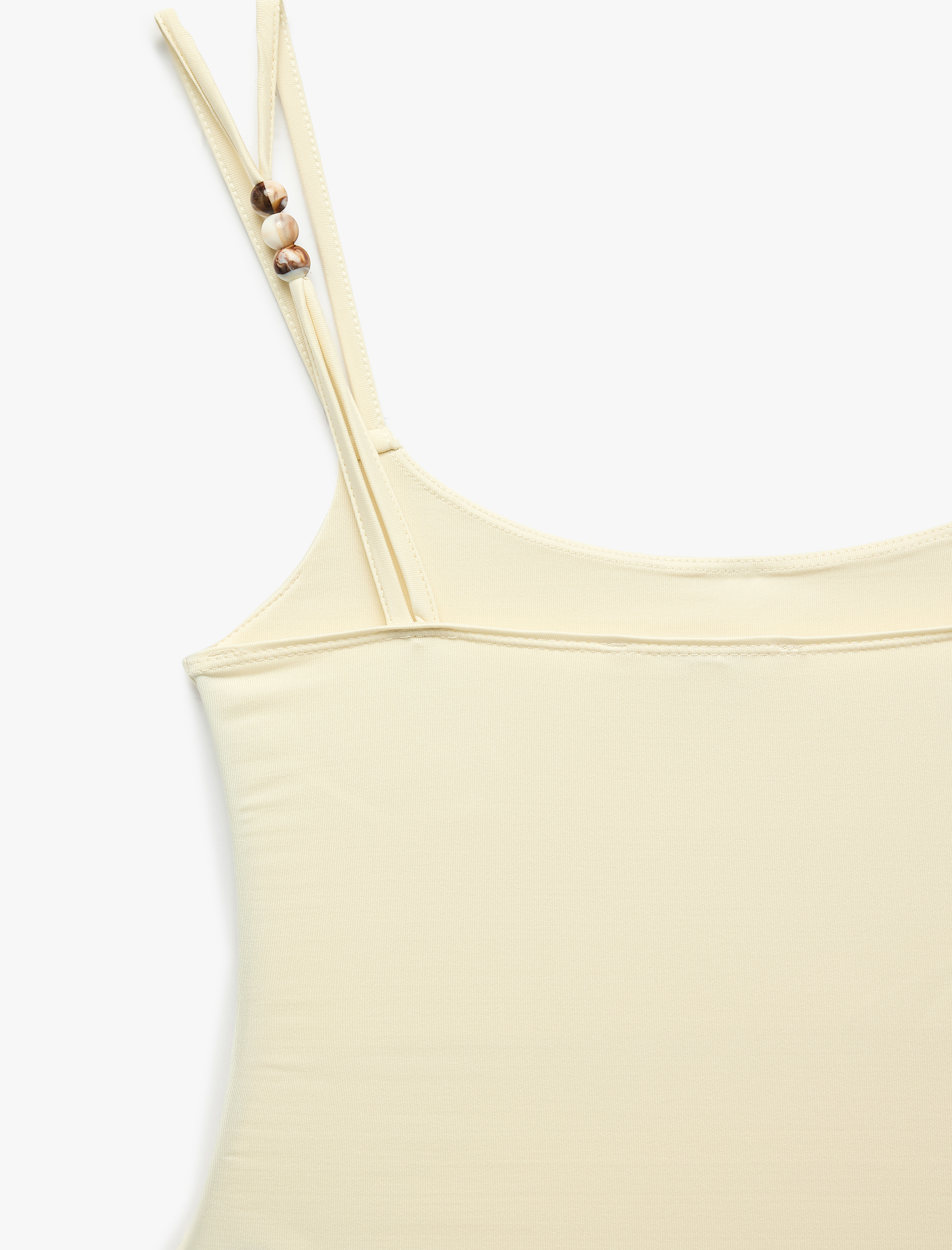   Slim Fit U Yaka Boncuklu Askılı Bodysuit